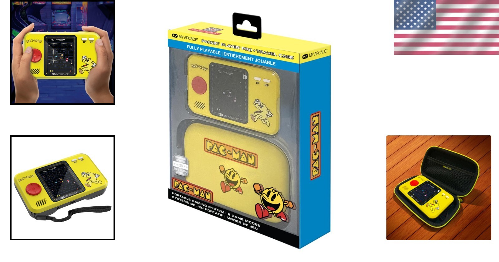 Official Pac-Man Pocket Player: Classic Mode, Travel Case, and Screen Protector