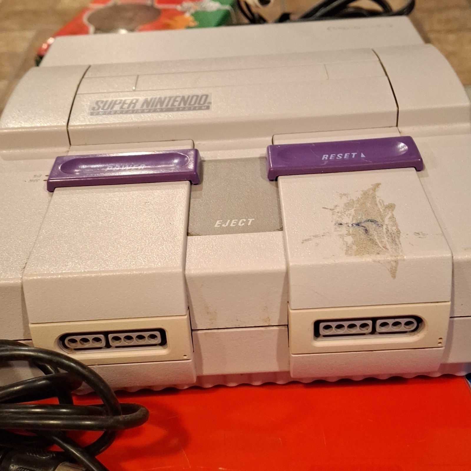 Nintendo Super Nintendo SNES Console Gray/Purple w/ A/V Cables & RF Adapter