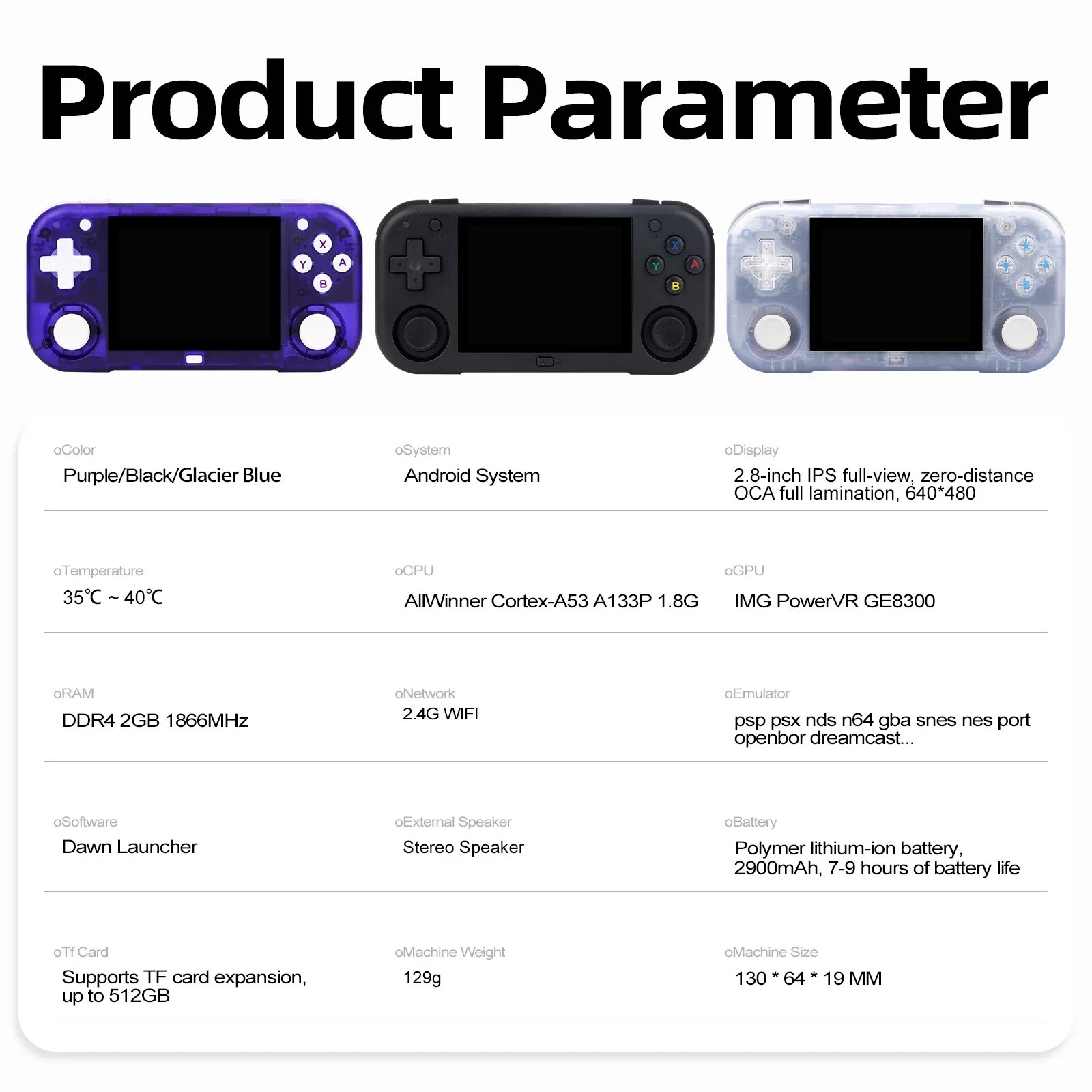Mini Zero 28 2.8″ IPS OCA Screen Android System Handheld Game Console 11000 Game