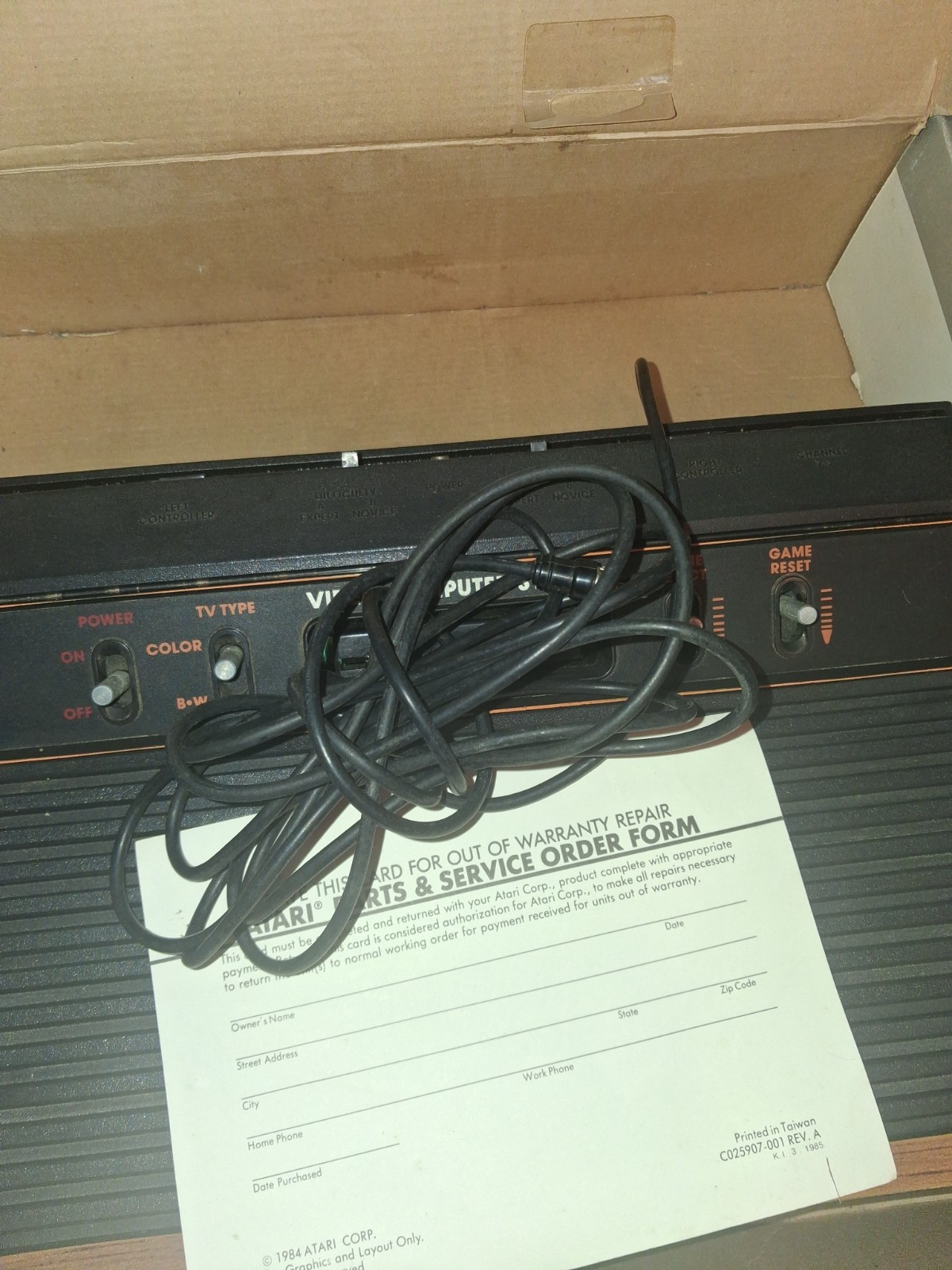Vintage Atari 2600 Video Computer System 1984 Untested w/Box Paddles Read