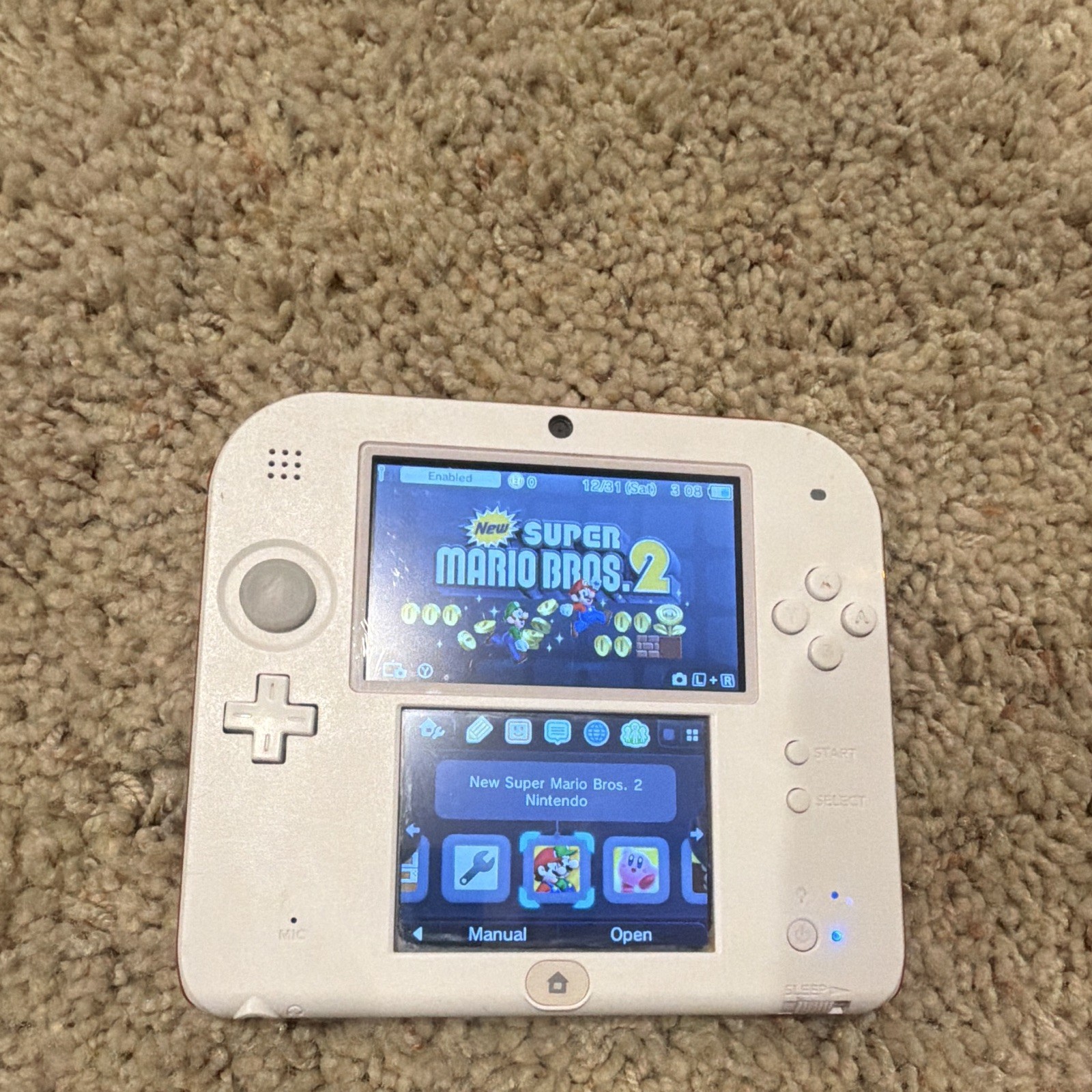 Nintendo 2DS White/Red Handheld Console w/ Charger, Wi-Fi, 4GB (FTR-001)
