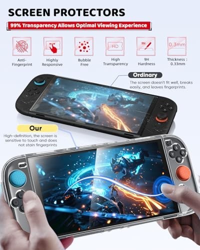 Nintendo Switch 2 Accessories Bundle – Hard Shell Case, Screen Protectors, Grips