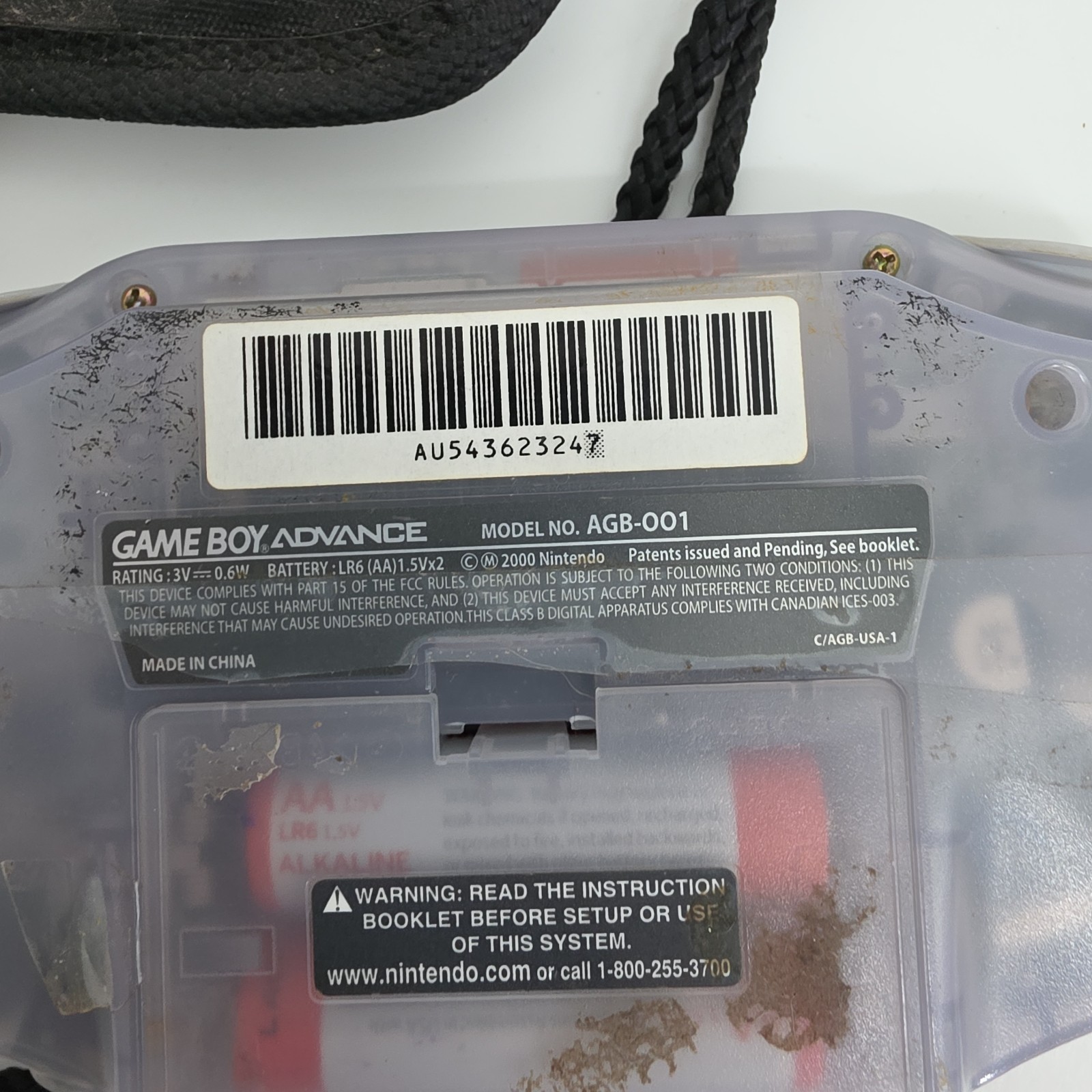 Nintendo Game Boy Advance Console System – Clear Glacier – See Battery Cover