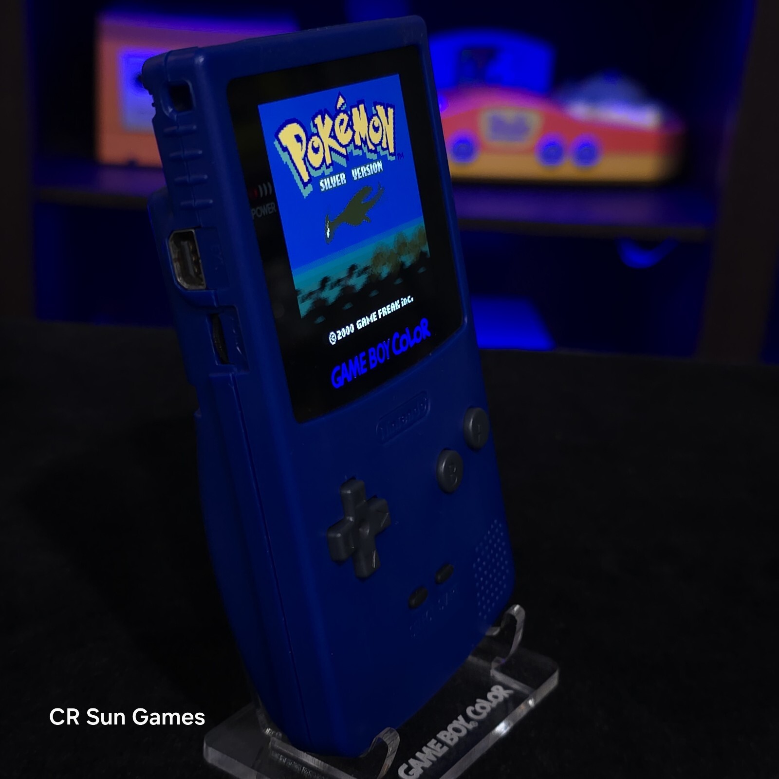 Blue Gameboy Color Console OLED Touch Screen USB-C Rechargeable Battery