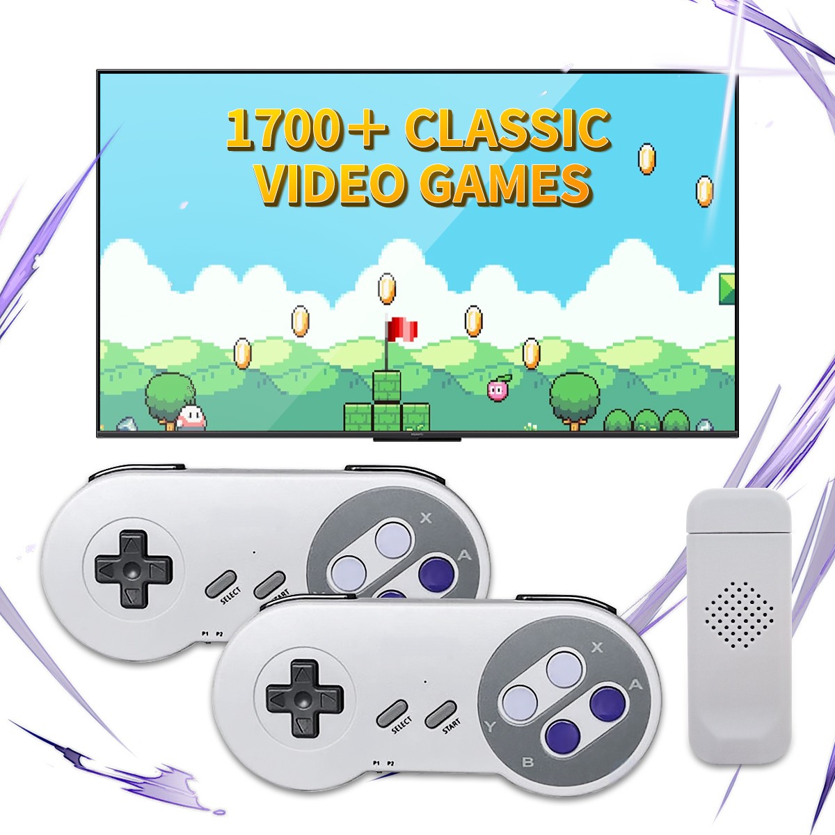 HDMI Retro Game Console Stick Games 2 Wireless Controllers Complete Set