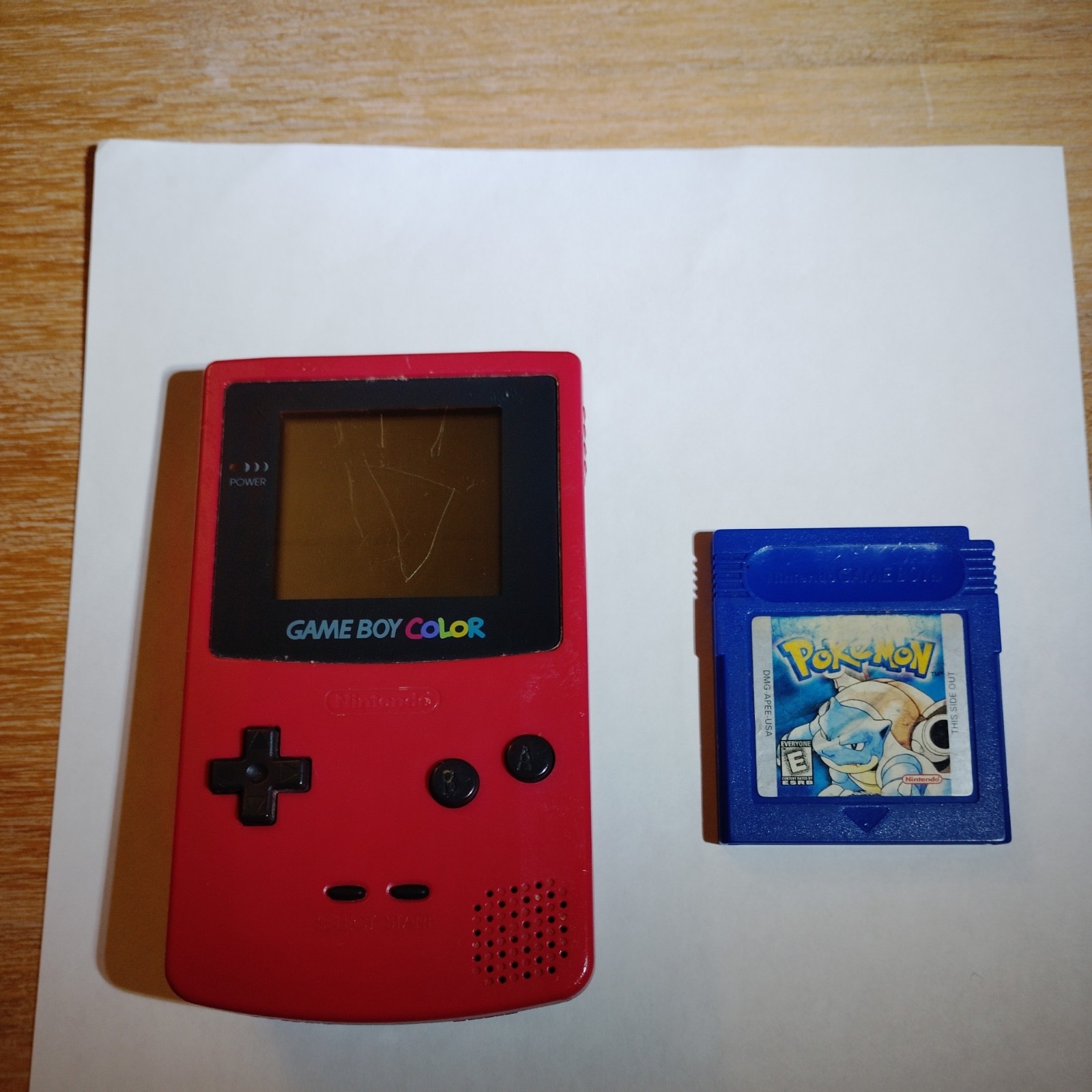 Nintendo Game Boy Color W/Pokémon Blue scratches on screen