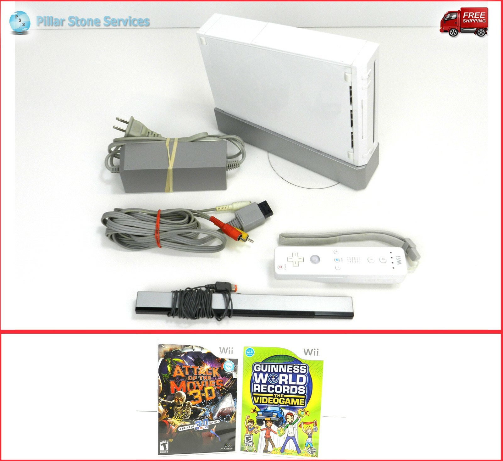 Nintendo Wii White Console Bundle 2 Games Remote Nunchuck Sensor Gamecube Compat