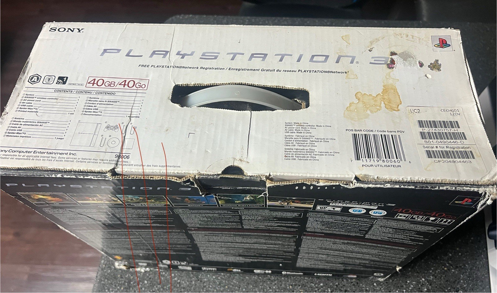 Empty Console Box for Sony Playstation 3 40GB Spider-Man 3 Bundle