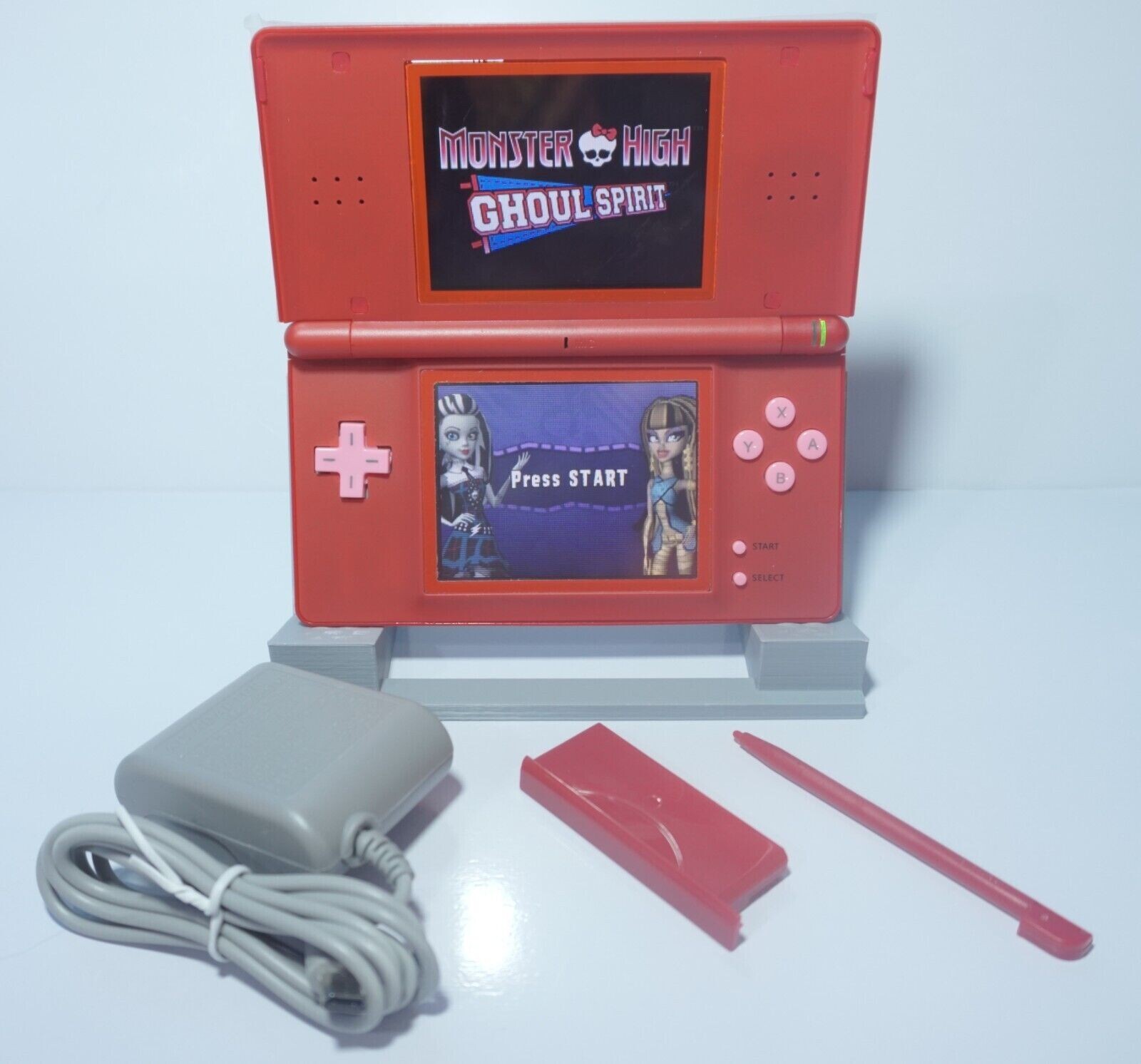 Nintendo DS Lite Lovely Red and Pink Handheld Videogame System with Charger