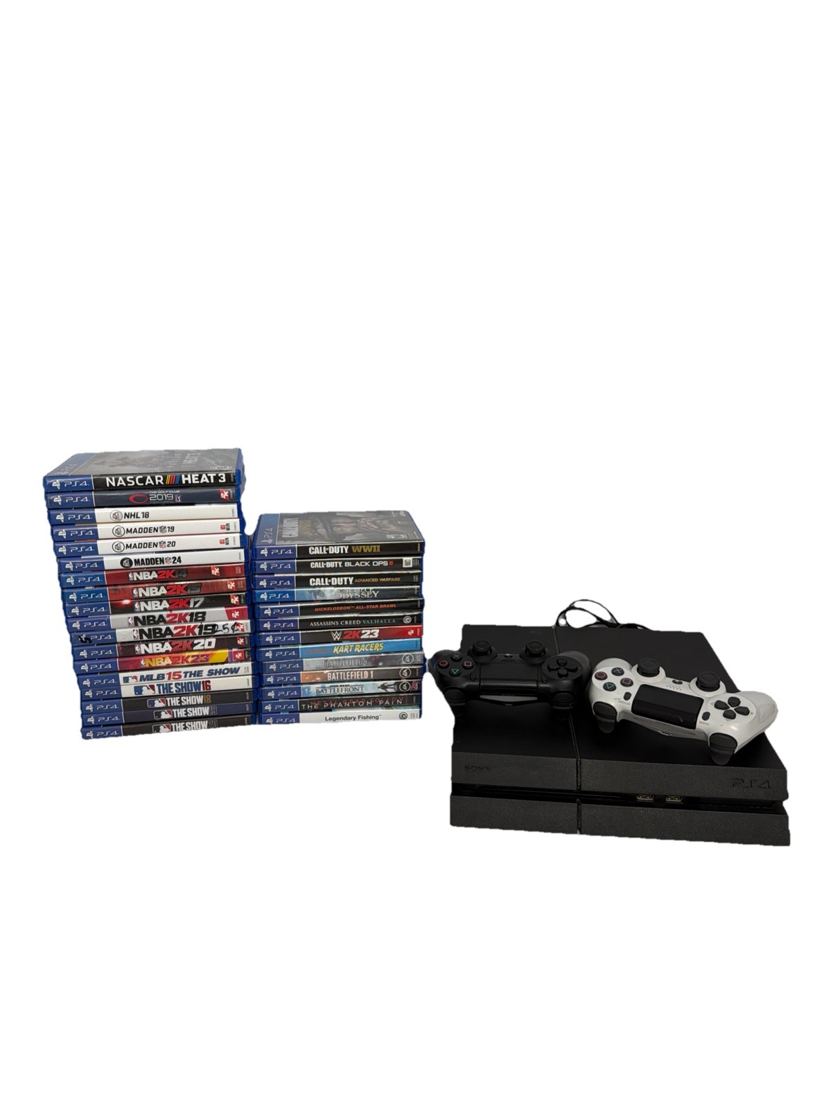Sony PlayStation PS4 CUH-1215A Bundle-Controllers, 31 Games, Cables,
