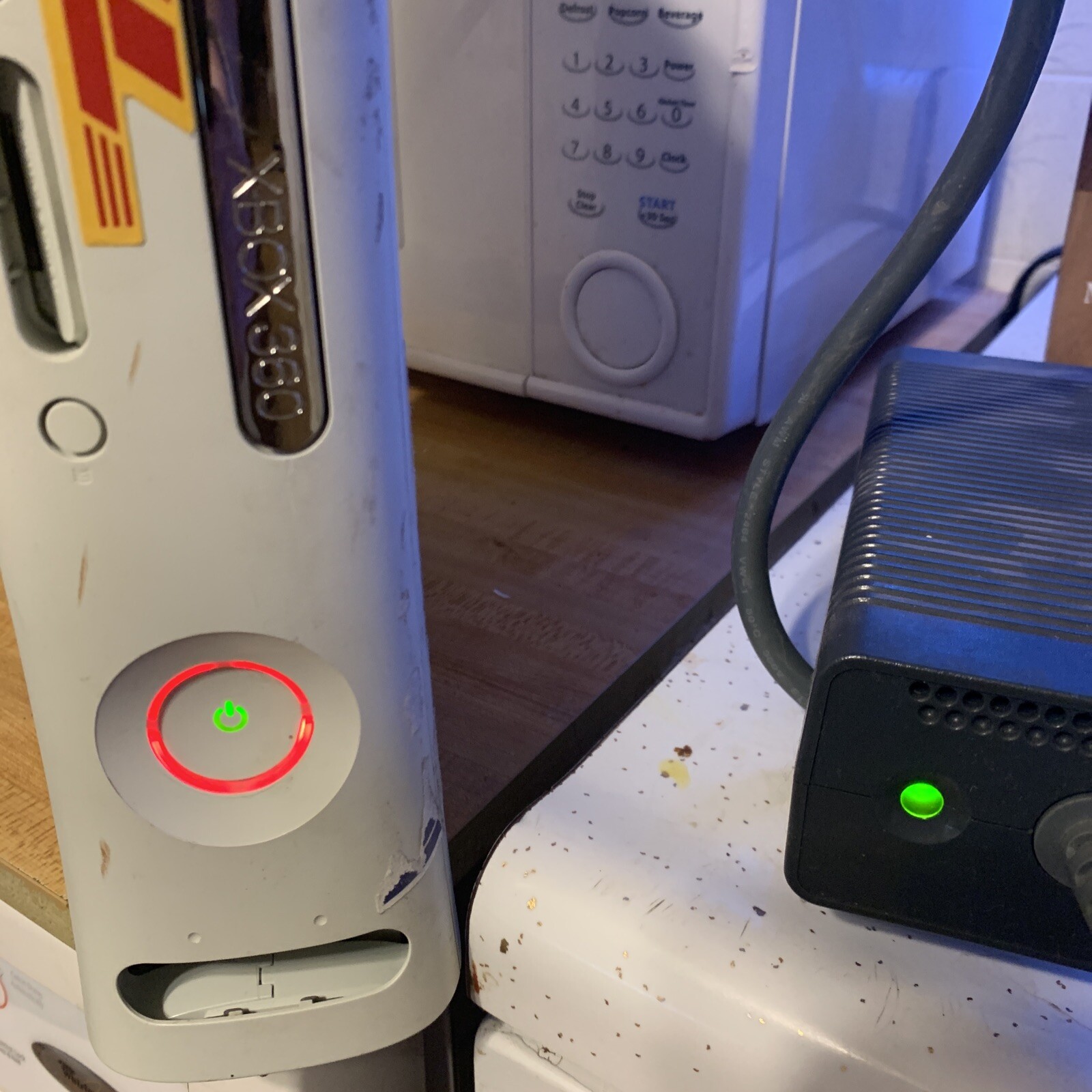 Microsoft Xbox 360 Console And Cords For Parts/ Repair. Turns On – Red ring