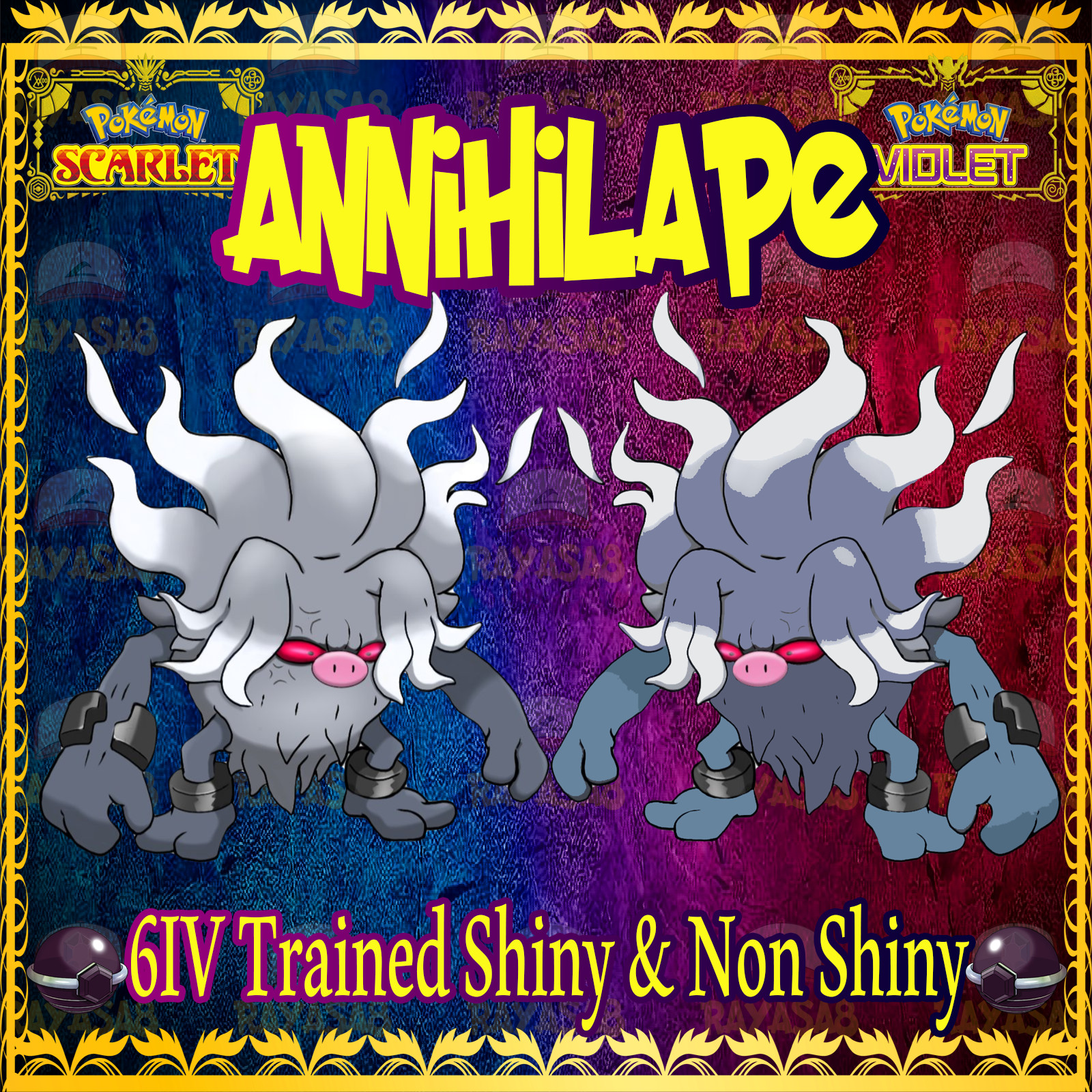 6IV Annihilape 🌟Shiny🌟 Non Shiny Best Stats Pokemon Scarlet and Violet Home🌟