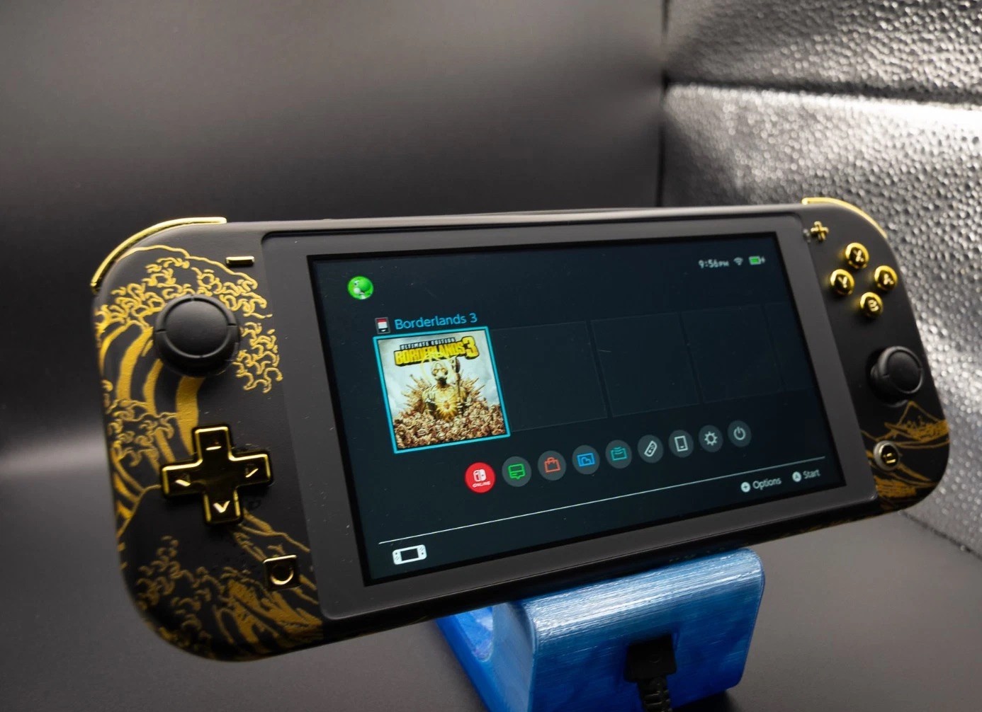 Nintendo Switch Lite 256GB Custom Gold Wave Hall Effect No Drift Bundle