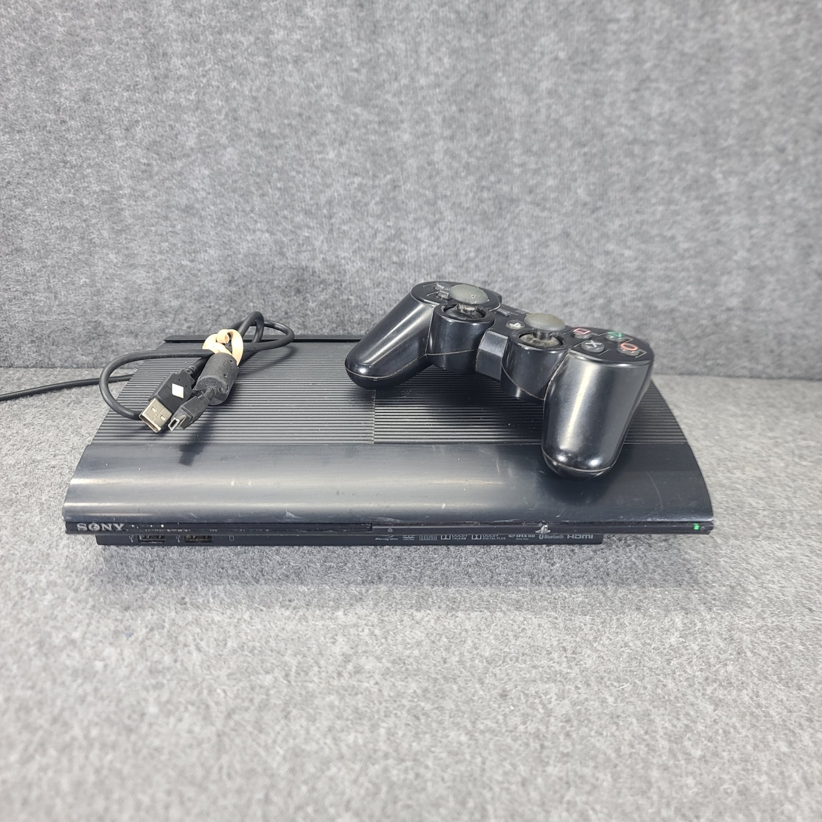 Sony PS3 Super Slim 250GB Black Console Bundle CECH-4201B Controller Cords Works