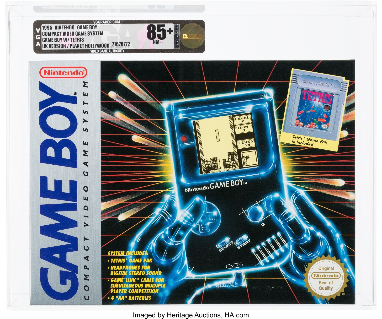 1995 VGA 85+ Sealed Nintendo Game Boy w/ Tetris UK PLANET HOLLYWOOD EDITION