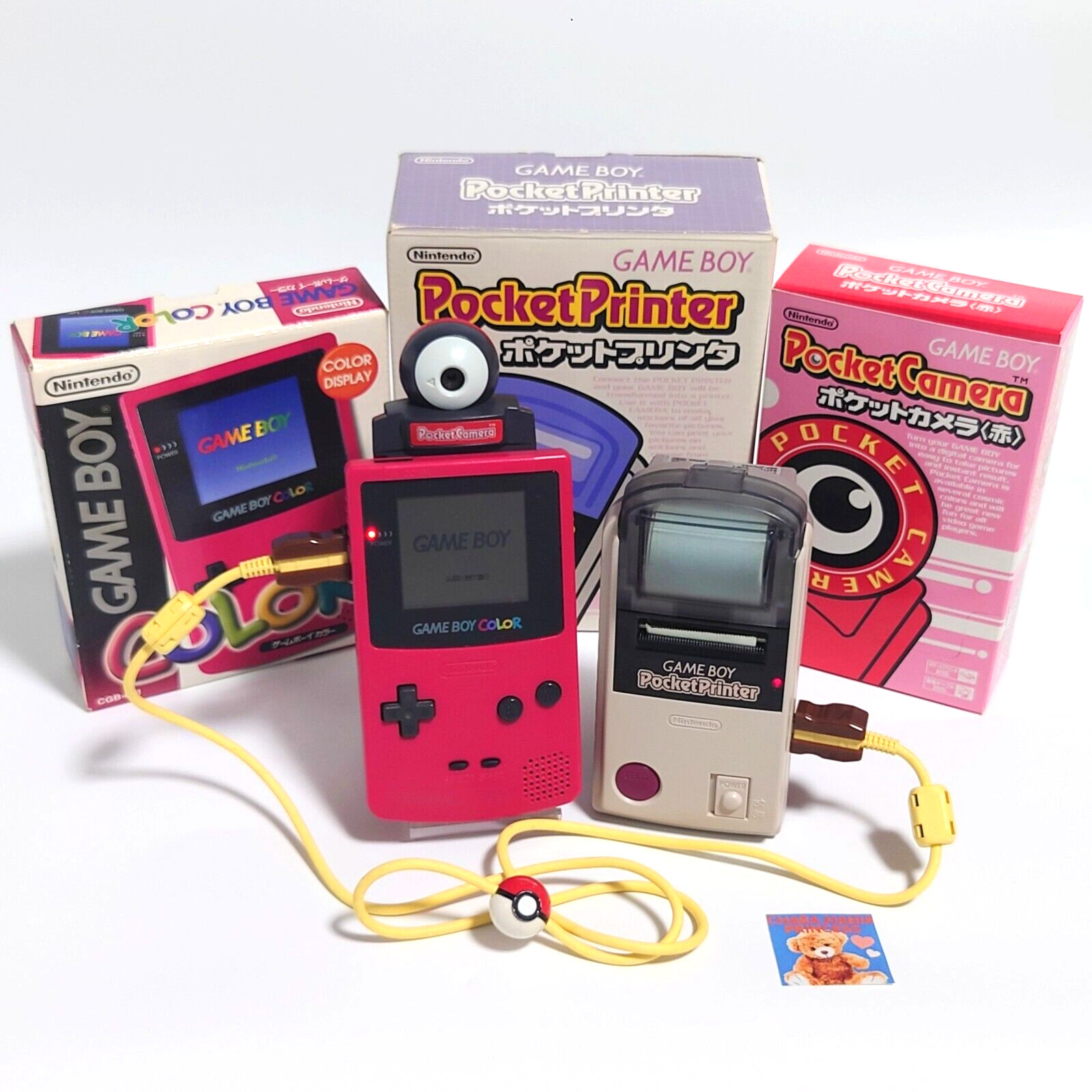 Nintendo Gameboy Color Console Pocket Printer Camera Red Set w/Box Cable Japan