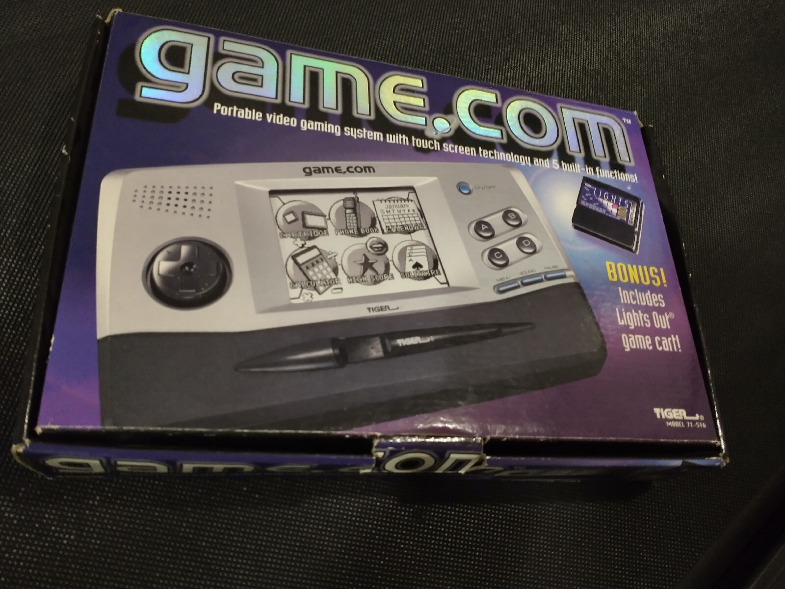 Tiger Game.Com – No Stylus + 2 Games – Jurassic Park + Lights Out – PARTS ONLY !