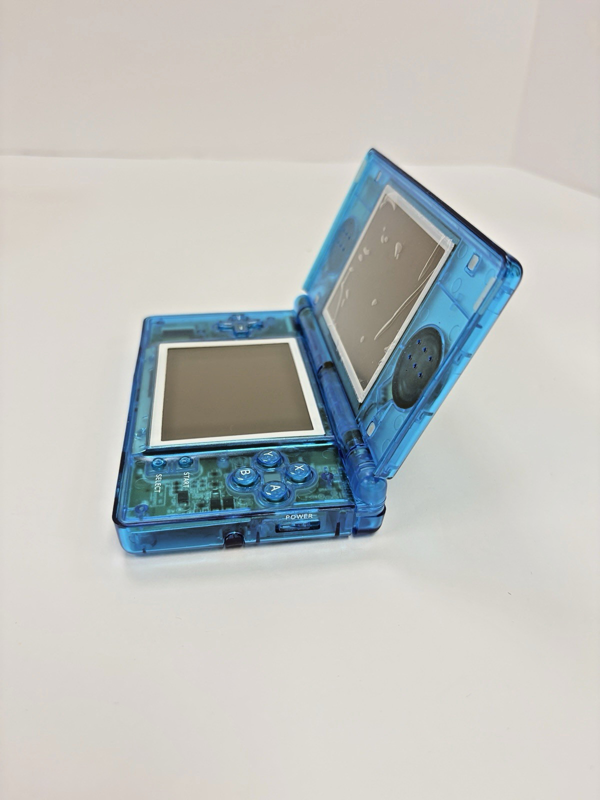 Refurbished Nintendo DS Lite Handheld – Transparent Blue – New Shell