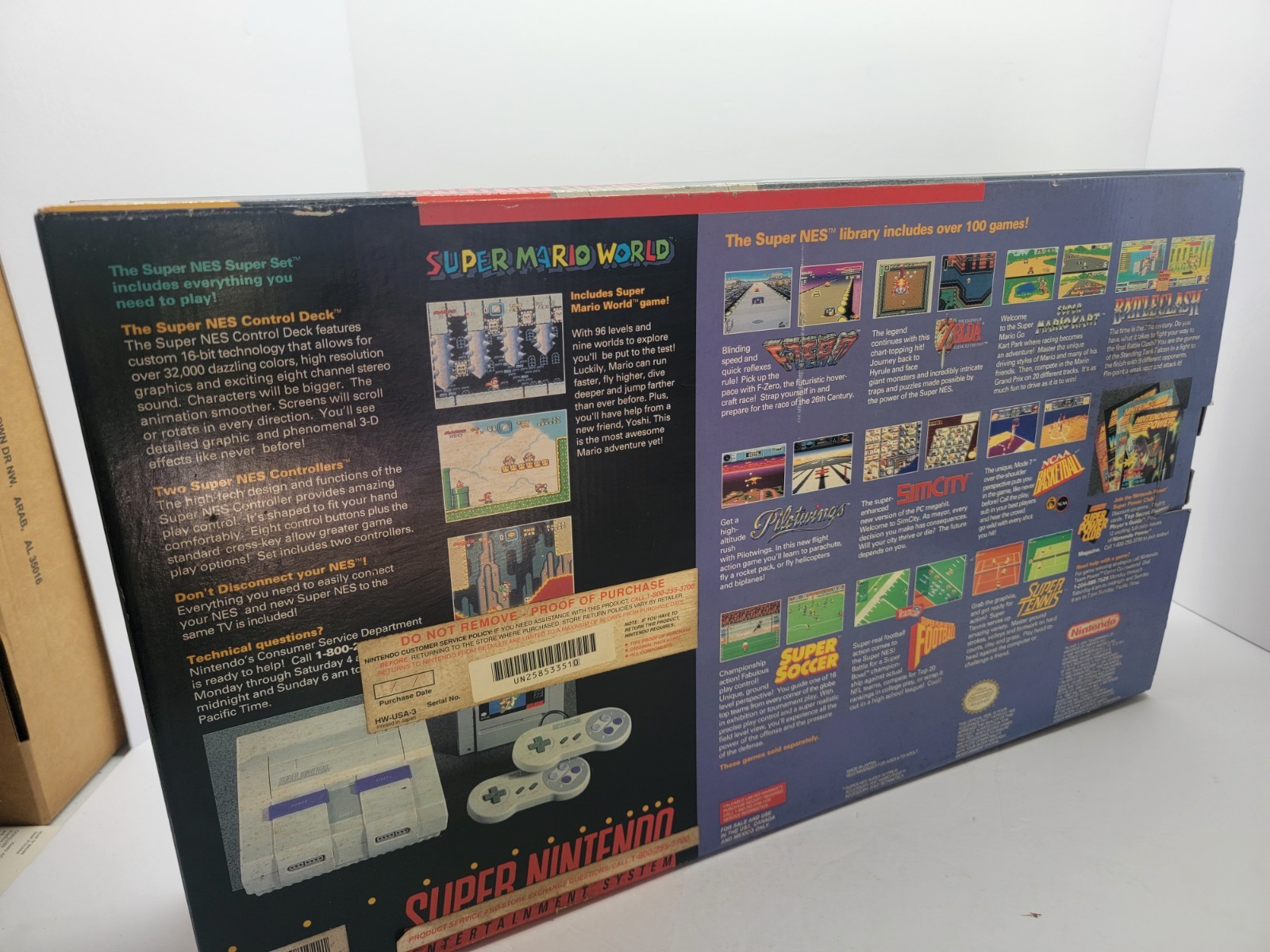 Nintendo Super NES Super Set Console Super Mario World/Mario All Stars in Box