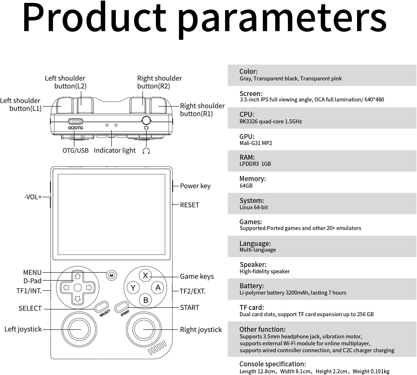 Portable G350 Handheld Game Console – 3200mAh Battery, Multiplayer Ready, Pink