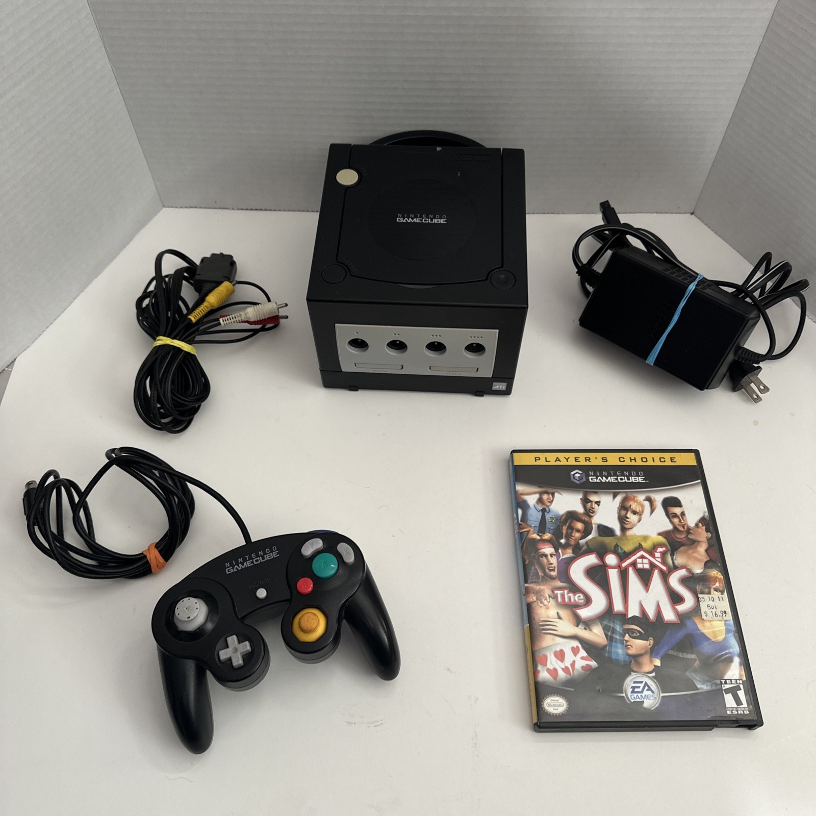 Nintendo GameCube DOL-001 BLACK Console Bundle Controller, Game & Cables Tested