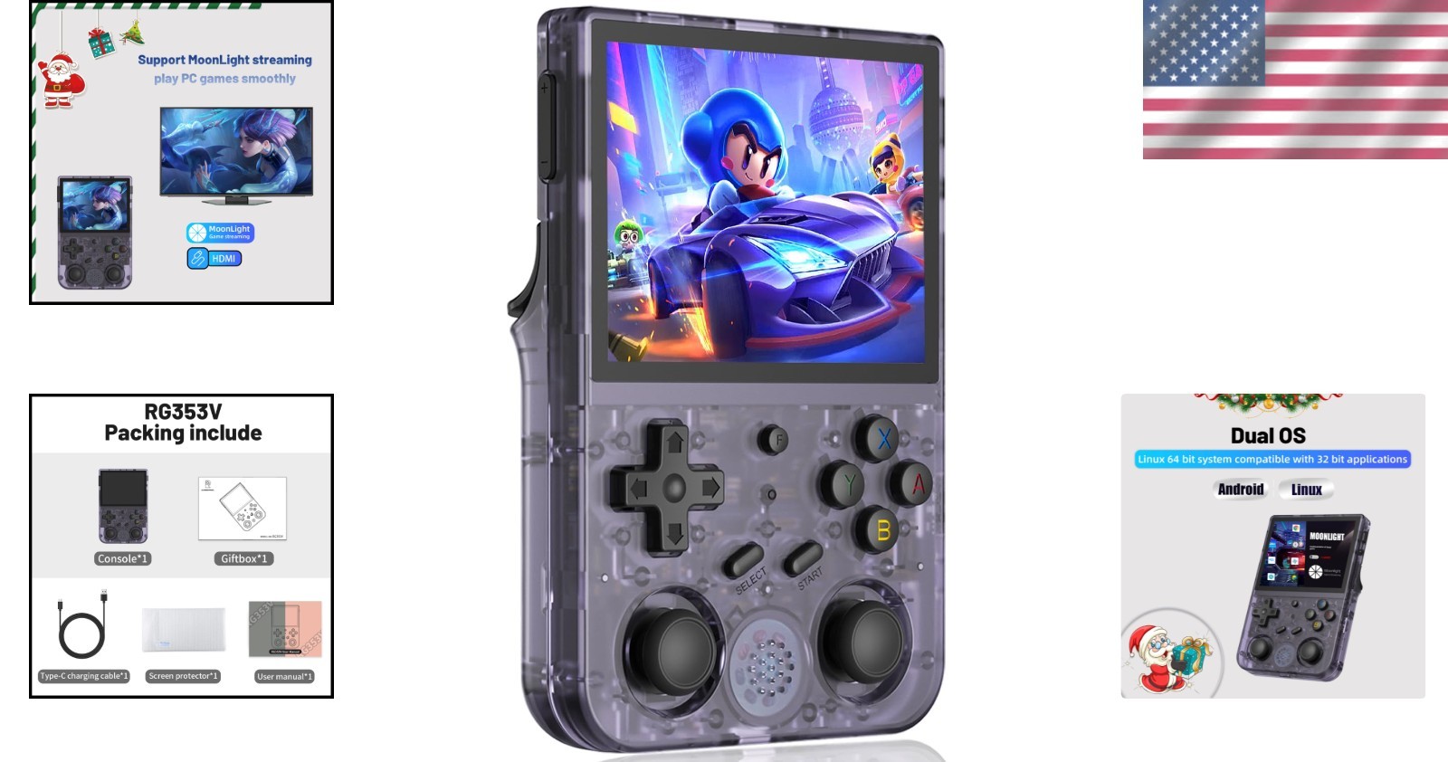 RG353V Handheld Console – Multi-Touch IPS Display, WiFi & Bluetooth 4.2 Gaming
