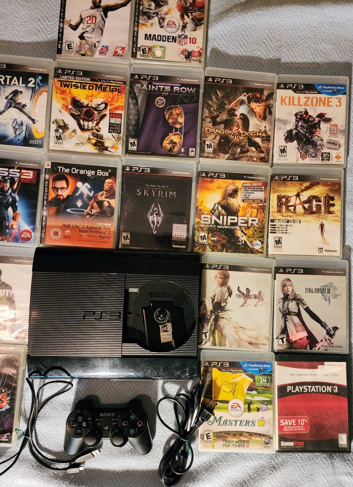 Sony PlayStation 3 Super Slim Console CECH-4001C 500gb Ps3 (Working) + 22 Games