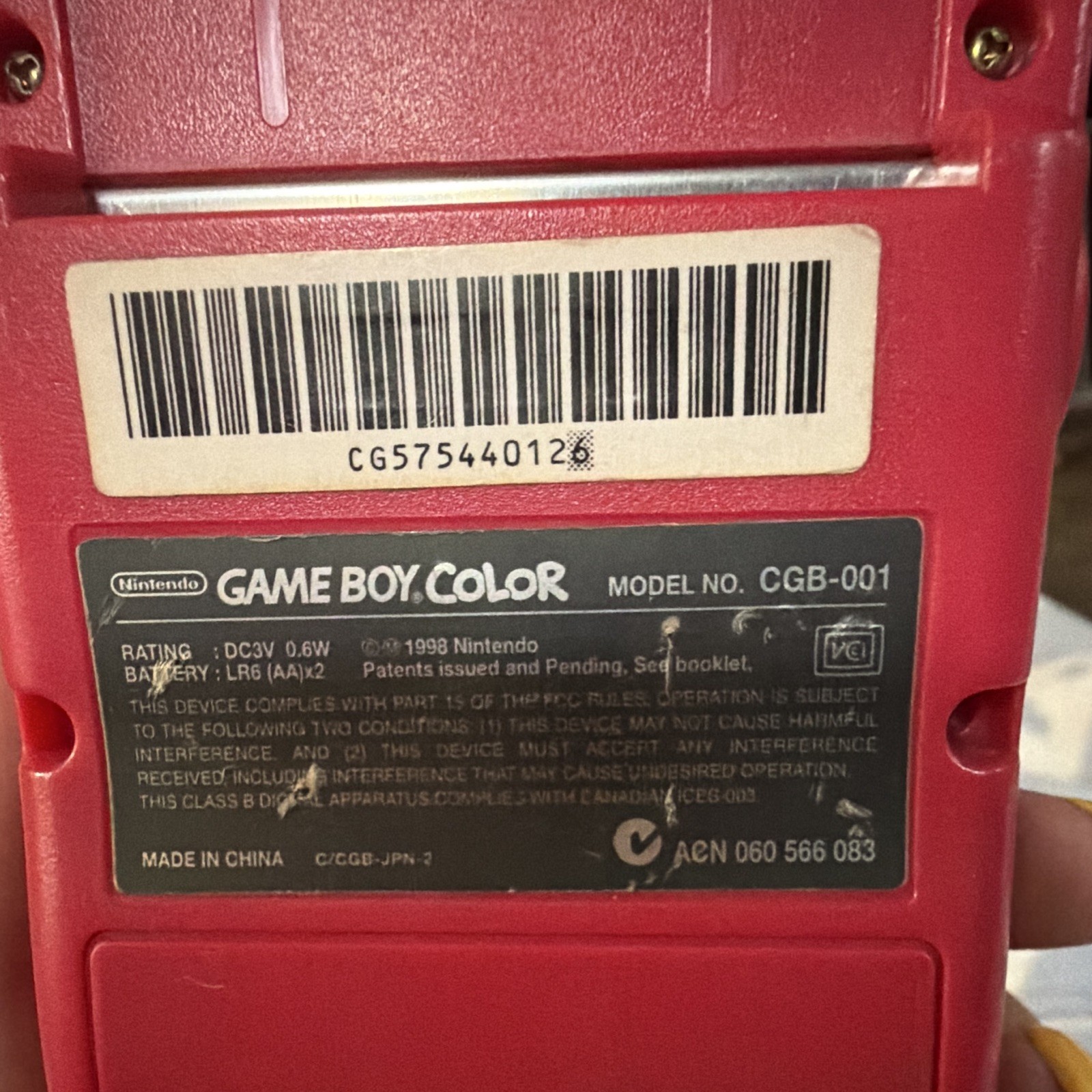 Nintendo Game Boy Color Handheld System Red CGB-001 Battery Powered 1998