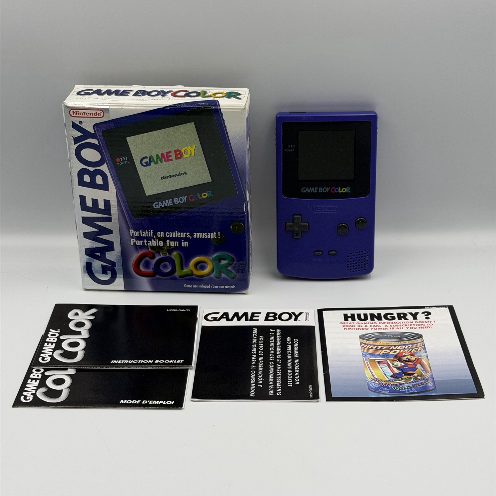 Nintendo Gameboy Color GBC Grape Purple Handheld System CGB-001 Complete CIB Box