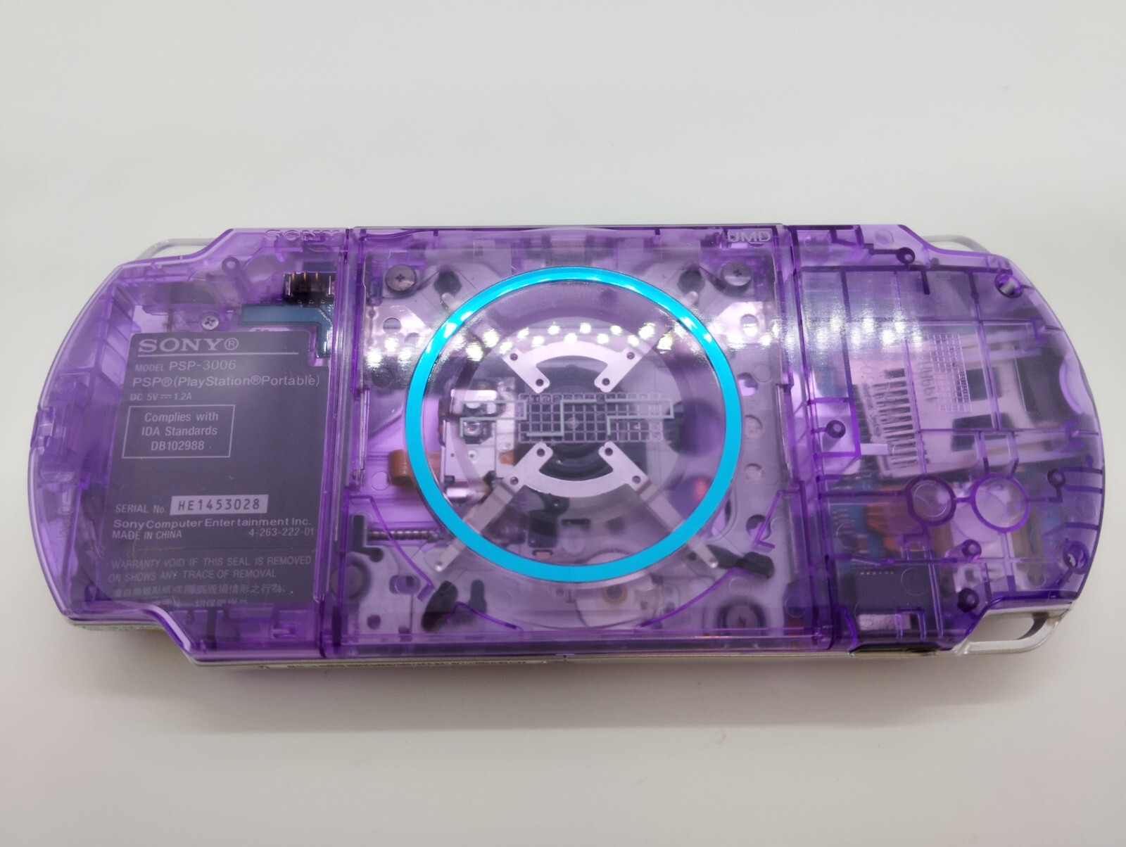 Sony PSP-3000 Playstation Portable Handheld Console Clear Purple Shell Custom