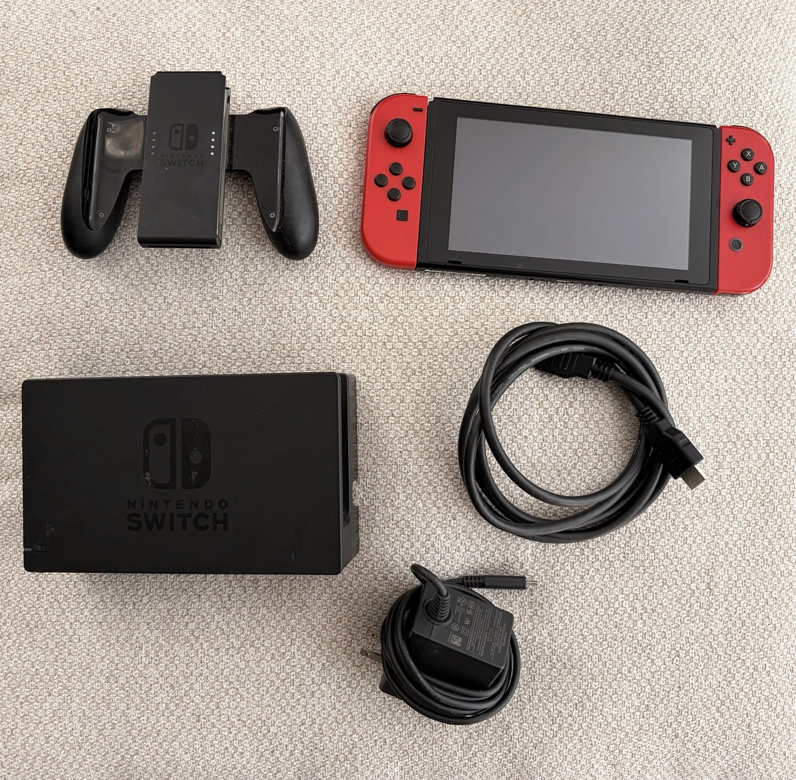 Nintendo Switch HAC-001(-01) 32GB 2020 Console w/ Mario Red Joy-Con, Dock, Case