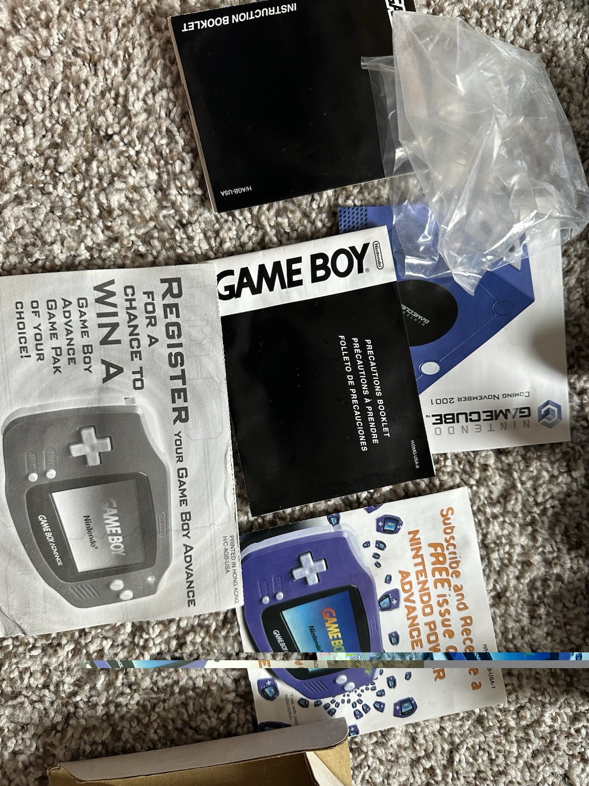 Nintendo Game Boy Advance Indigo Empty Box Original & Nintendo Controllers