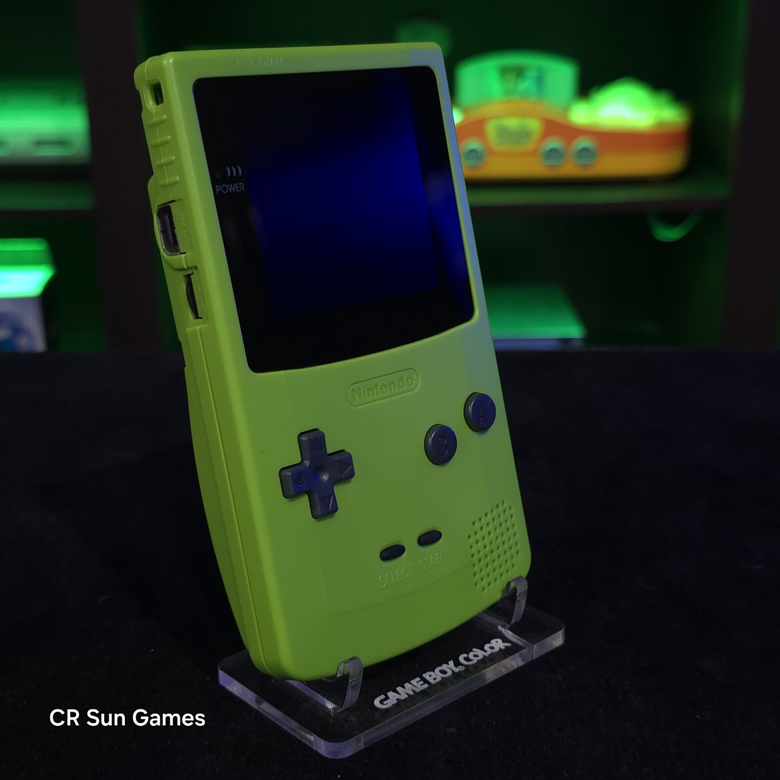 Green Gameboy Color Console OLED Touch Screen And USB-C Rechargeable Battery