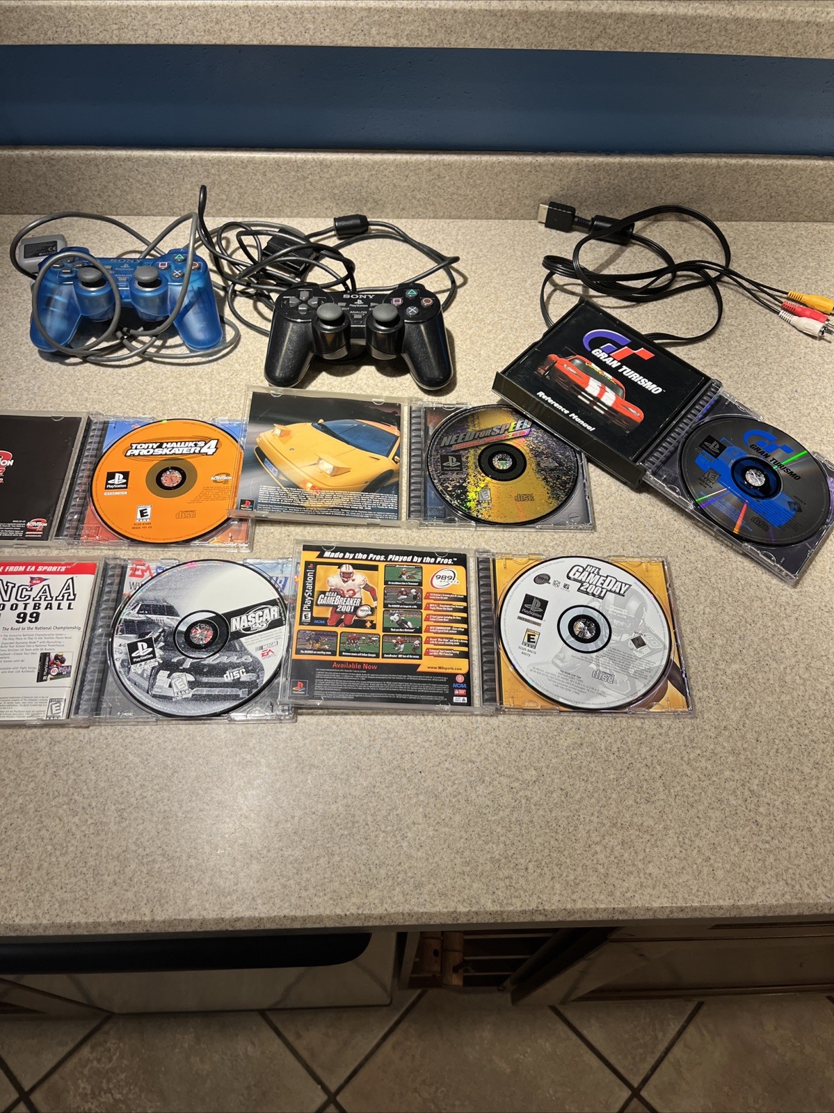Sony Playstation 1 Console With 2 Controllers, 5 Games And Av Cable