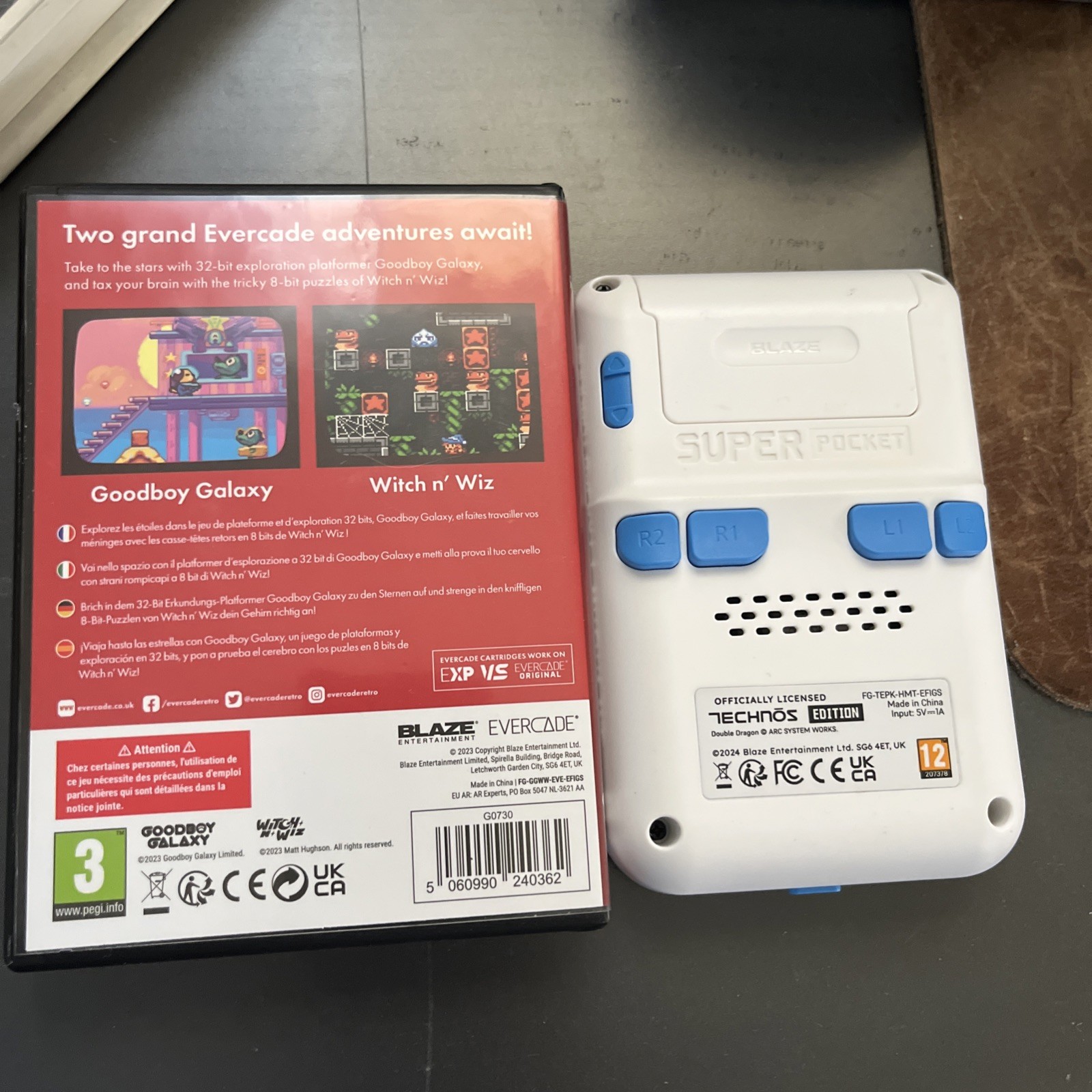 Evercade/Technos Super Pocket Bundle w/ Goodboy Galaxy