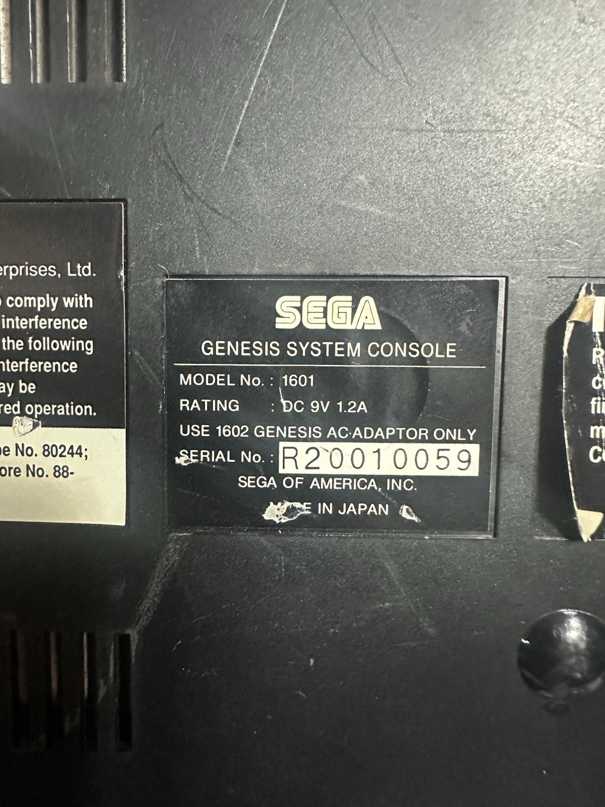 SEGA Genesis 16-Bit Console MK-1601 Black NTSC-U/C w/ Controller & Cables