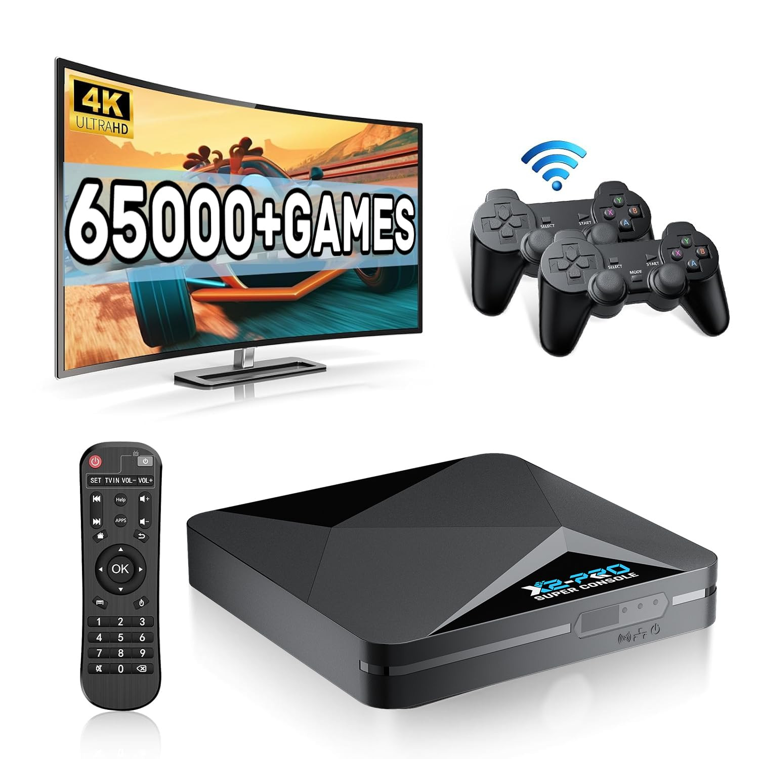 Super Console X2 Pro Retro Game Console with 65000+Games,Video Game Console Emue