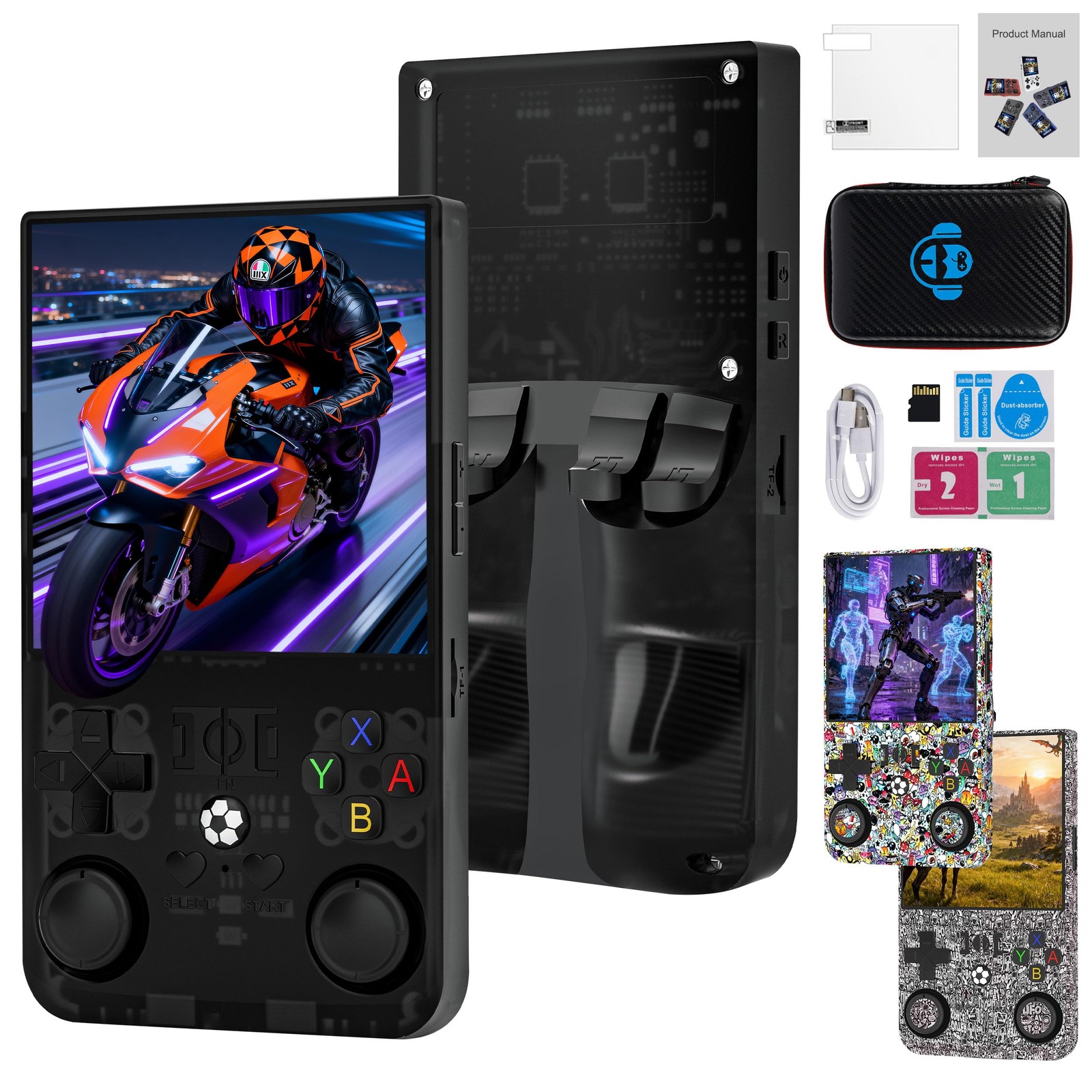 R36MAX Retro Handheld Game Console, 4.0 Inch IPS Screen, 64G TF Card, 4000mAh