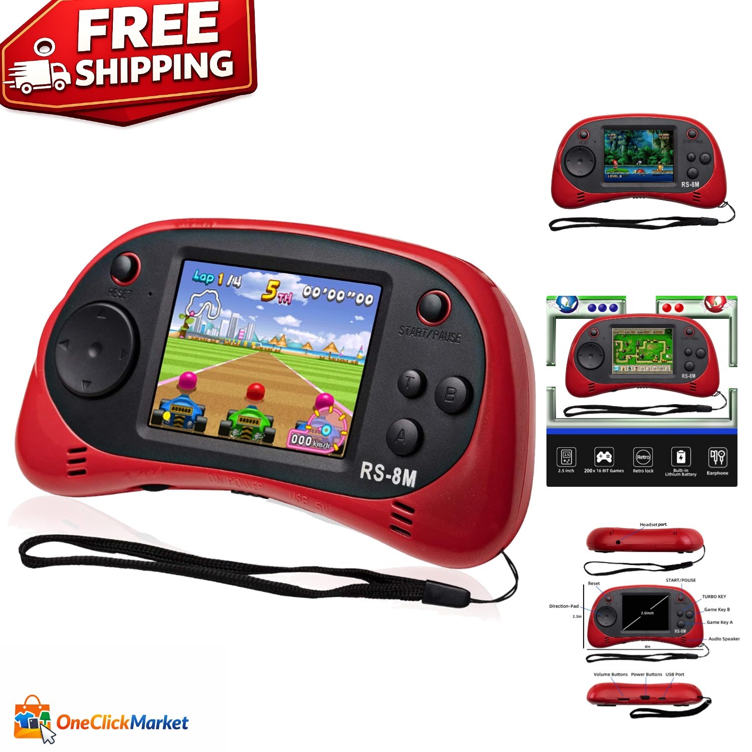 Kids Retro Video Game Console – Lightweight & Travel-Friendly with 220 Games