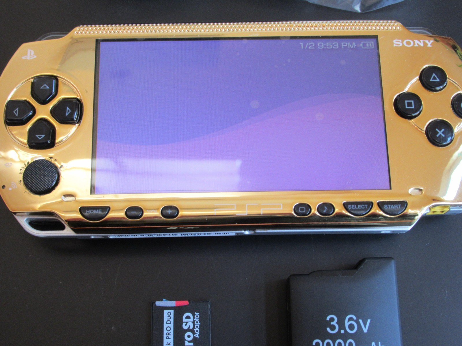 PSP 1000 Black/Gold w/ Ark-4 USB power/data HQ battery SANDISK 32gb working!
