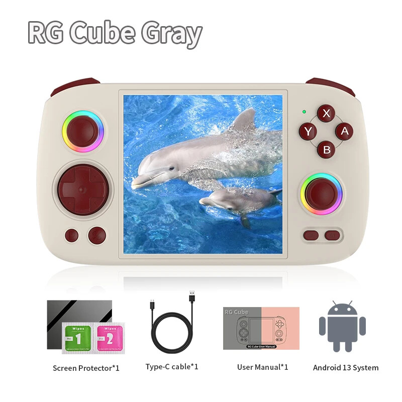 RG Cube Video Handheld Game Console Android13 T820 RGB Joystick 5200mAh