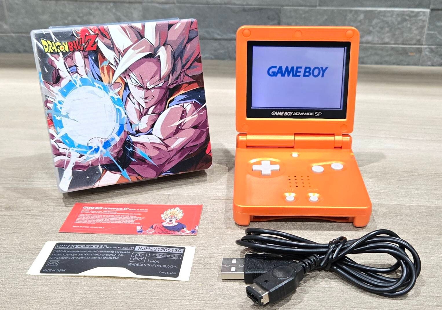 Nintendo Gameboy Advance SP Dragon Ball Son Goku Glass Screen & New Battery