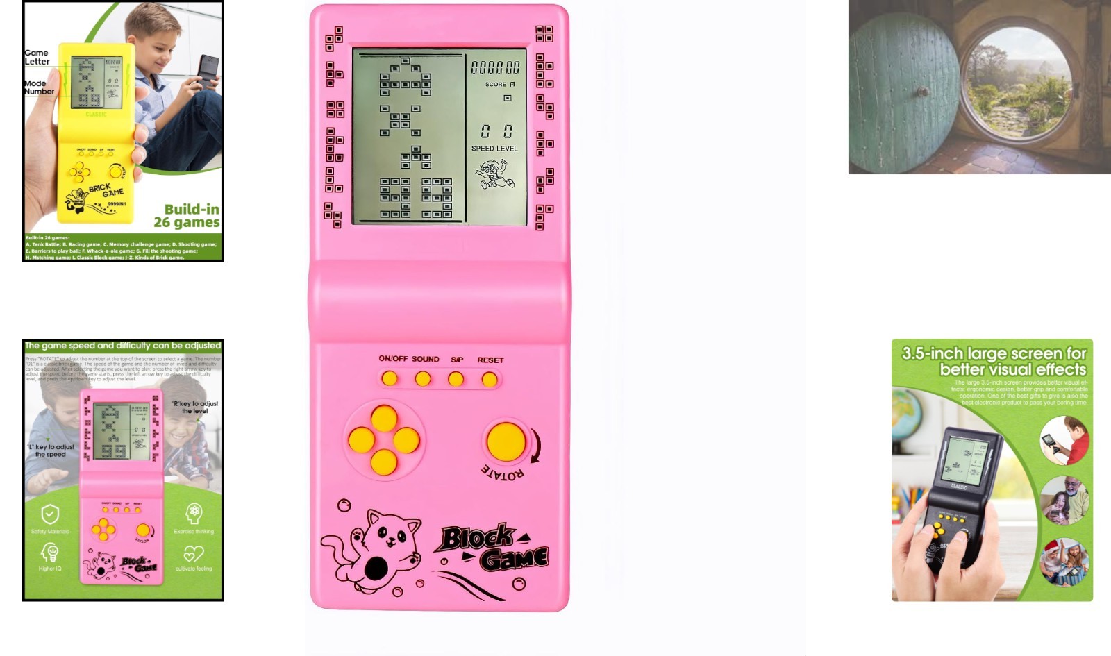 Classic 26 Game Handheld Console – Stylish Pink Design with LCD Screen