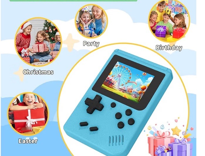 Game Box Retro Handheld Game Console 400 Built-In Games Blue Portable Handheld