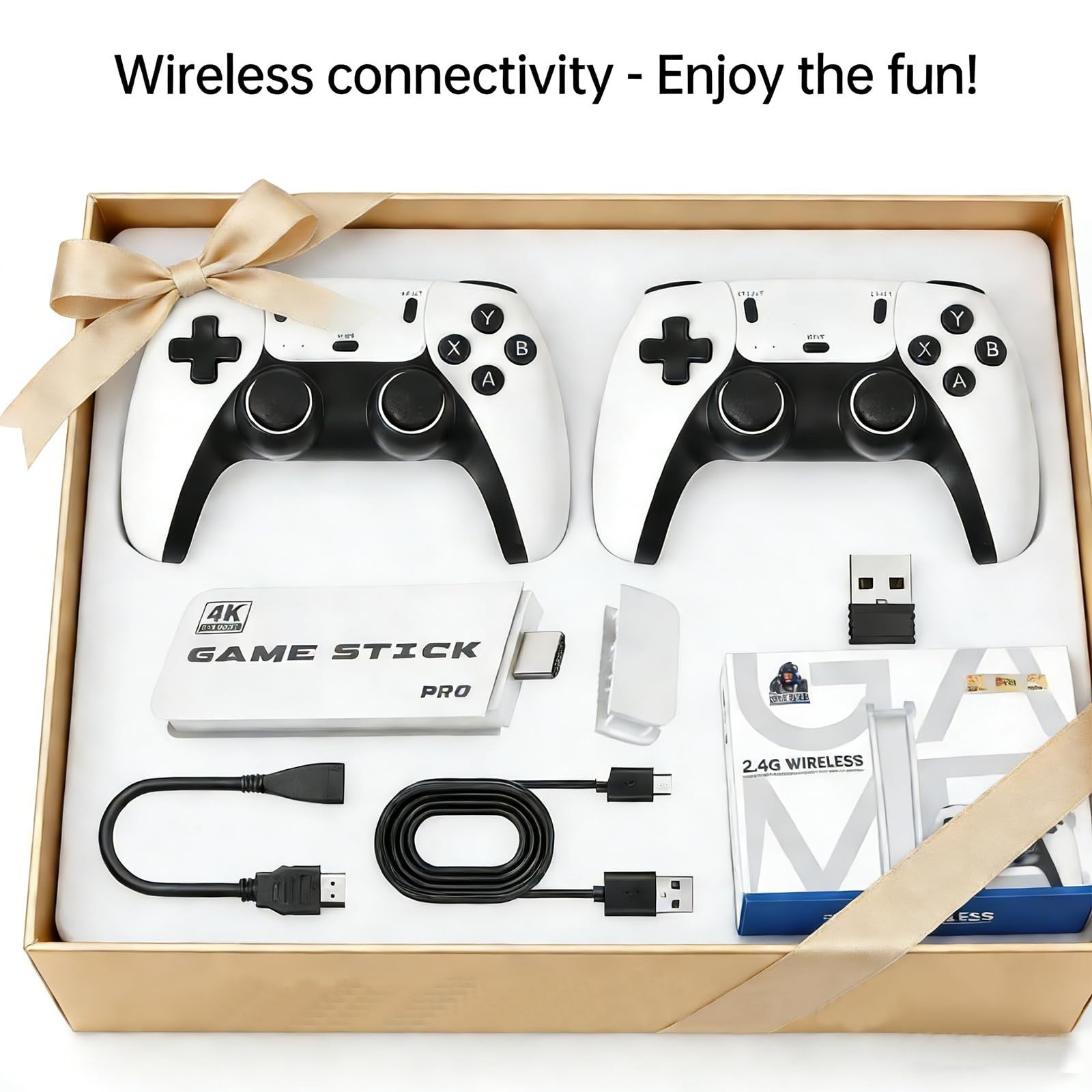 Retro Gaming Console HDMI Stick – Plug & Play TV Game System with 2 Wireless Con