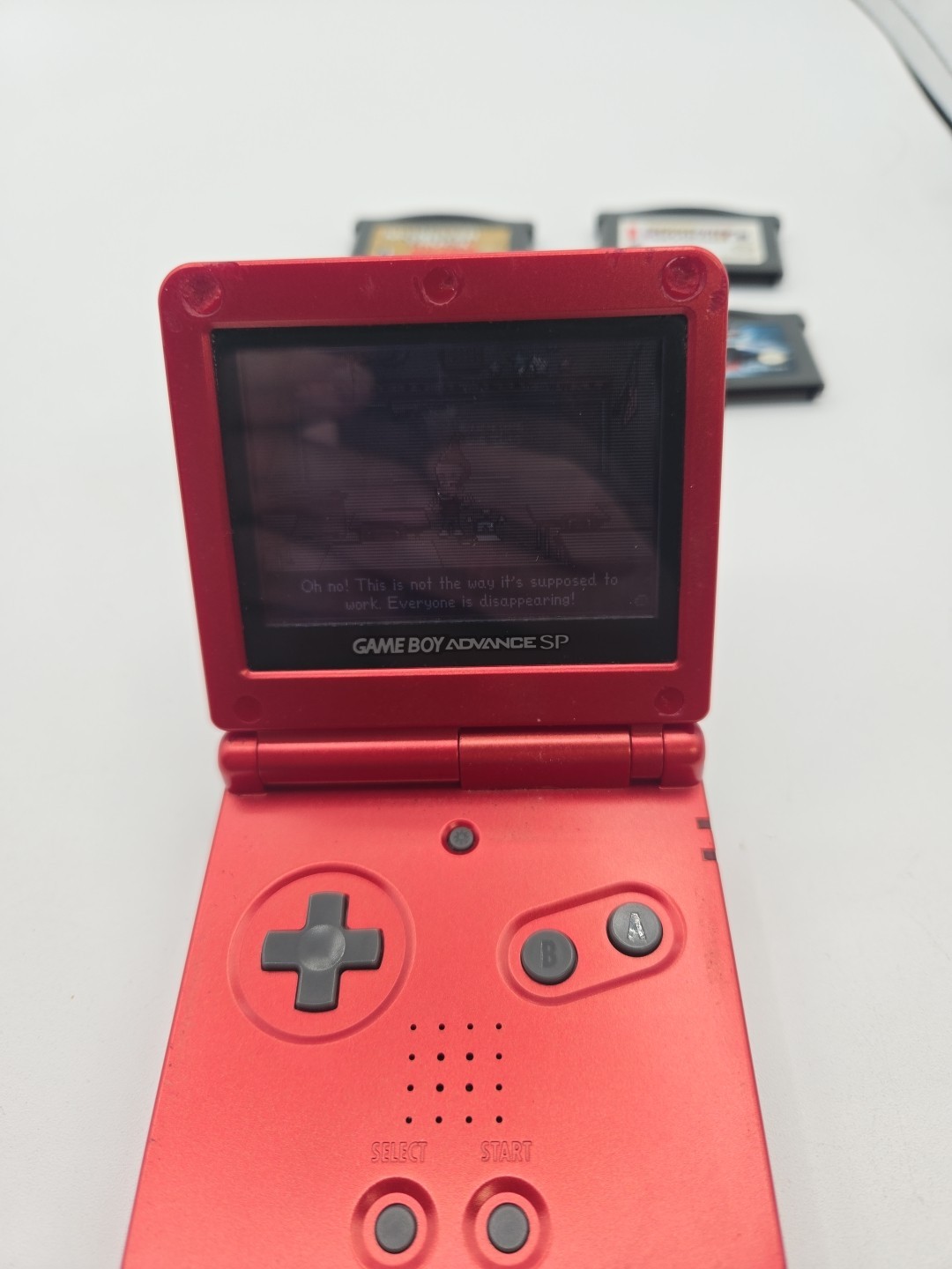 Nintendo Game Boy Advance SP Handheld System Flame Red W/charger And 4 Games