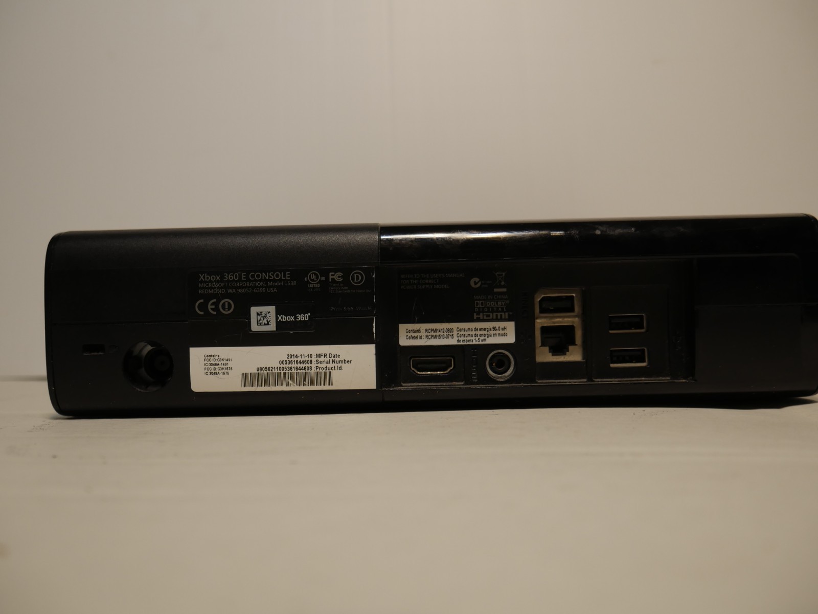Microsoft Xbox 360 E Black Console 4GB Wi-Fi HDMi 1080p Used,Good Scratches