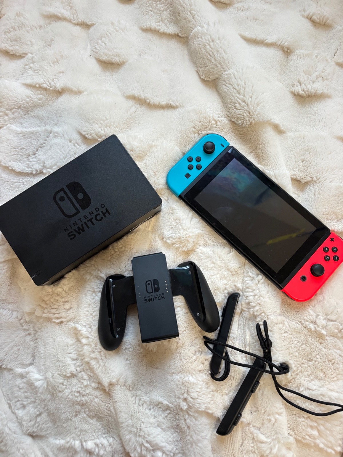 Nintendo Switch with Neon Blue and Neon Red Joy-Con (ALL ORIGINAL PARTS)