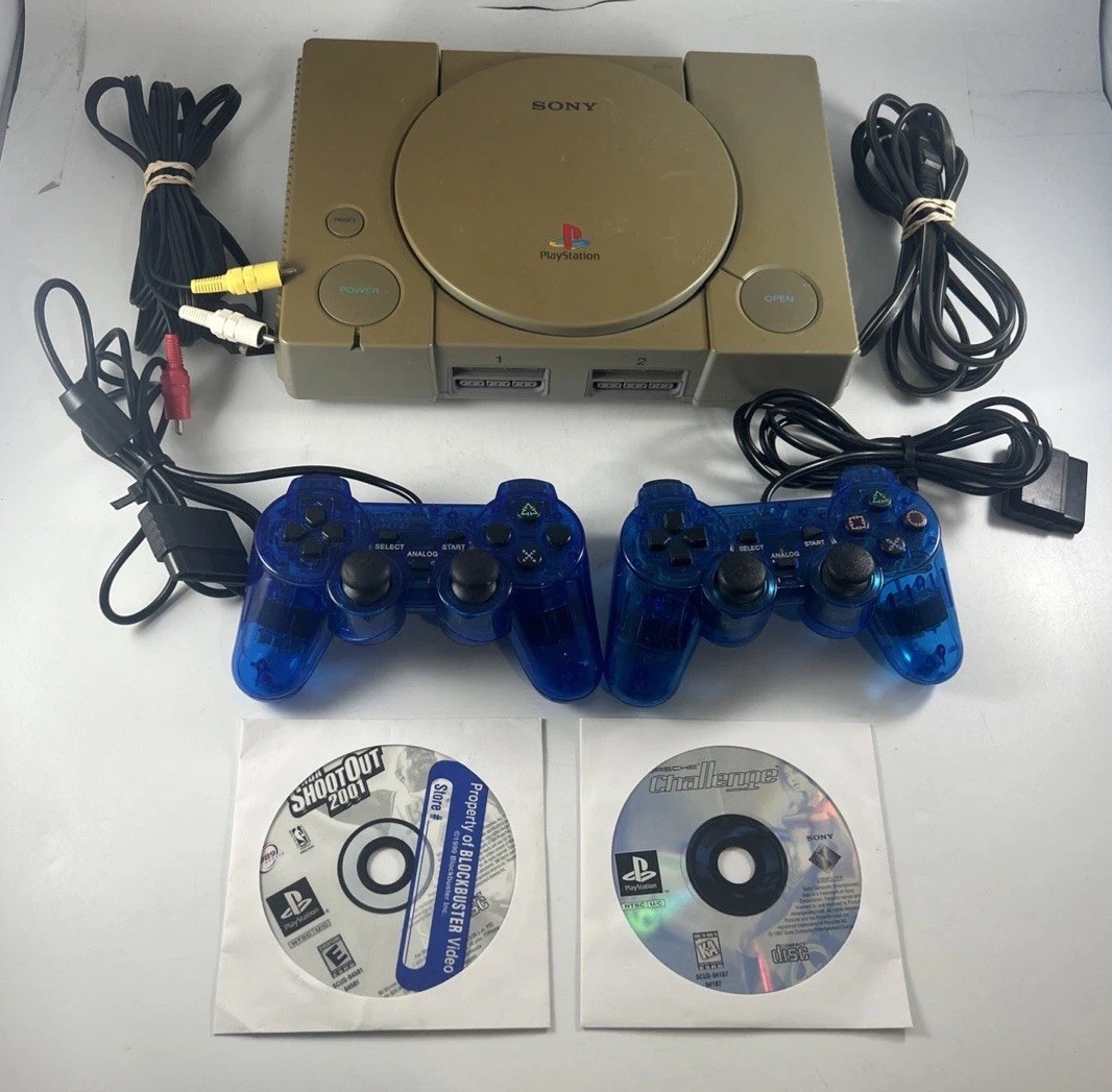 Sony Playstation One PS1 Console Bundle 2 Controllers 2 Games SCPH-9001