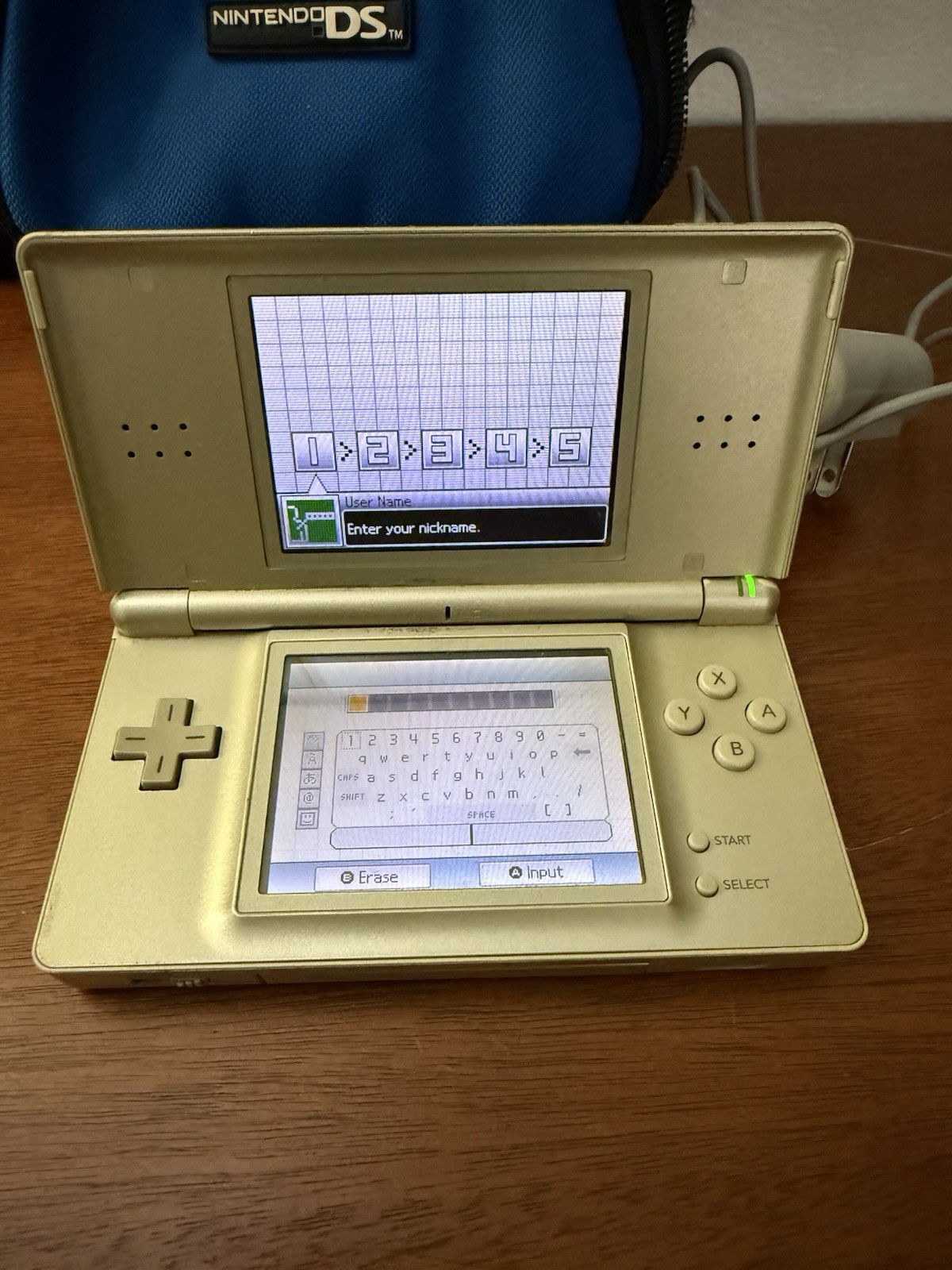 Nintendo DS Lite Metallic Gold Handheld Game Console Zelda Edition 1 With Case